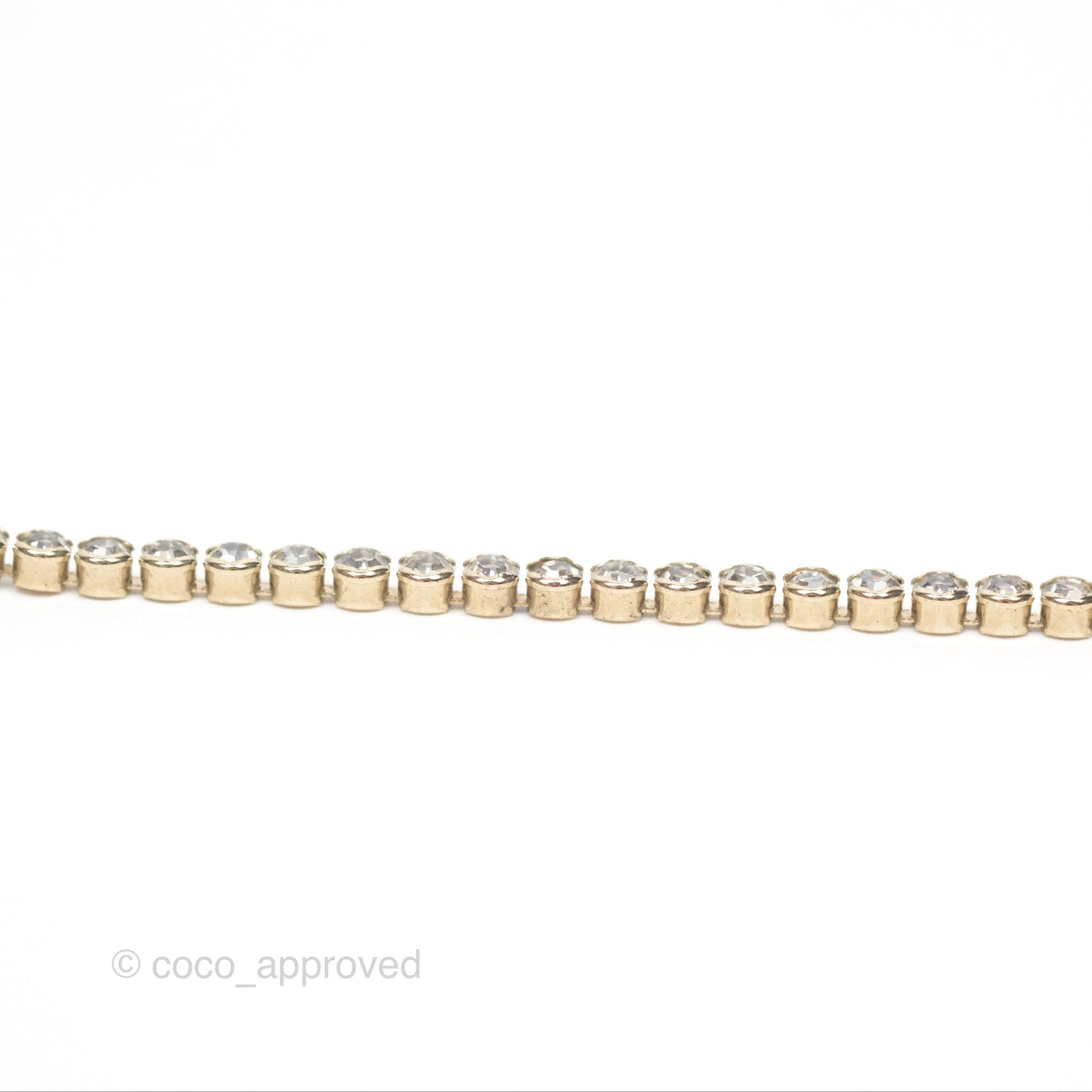 Chanel CC Crystal Chain Choker Necklace Gold Tone 21S