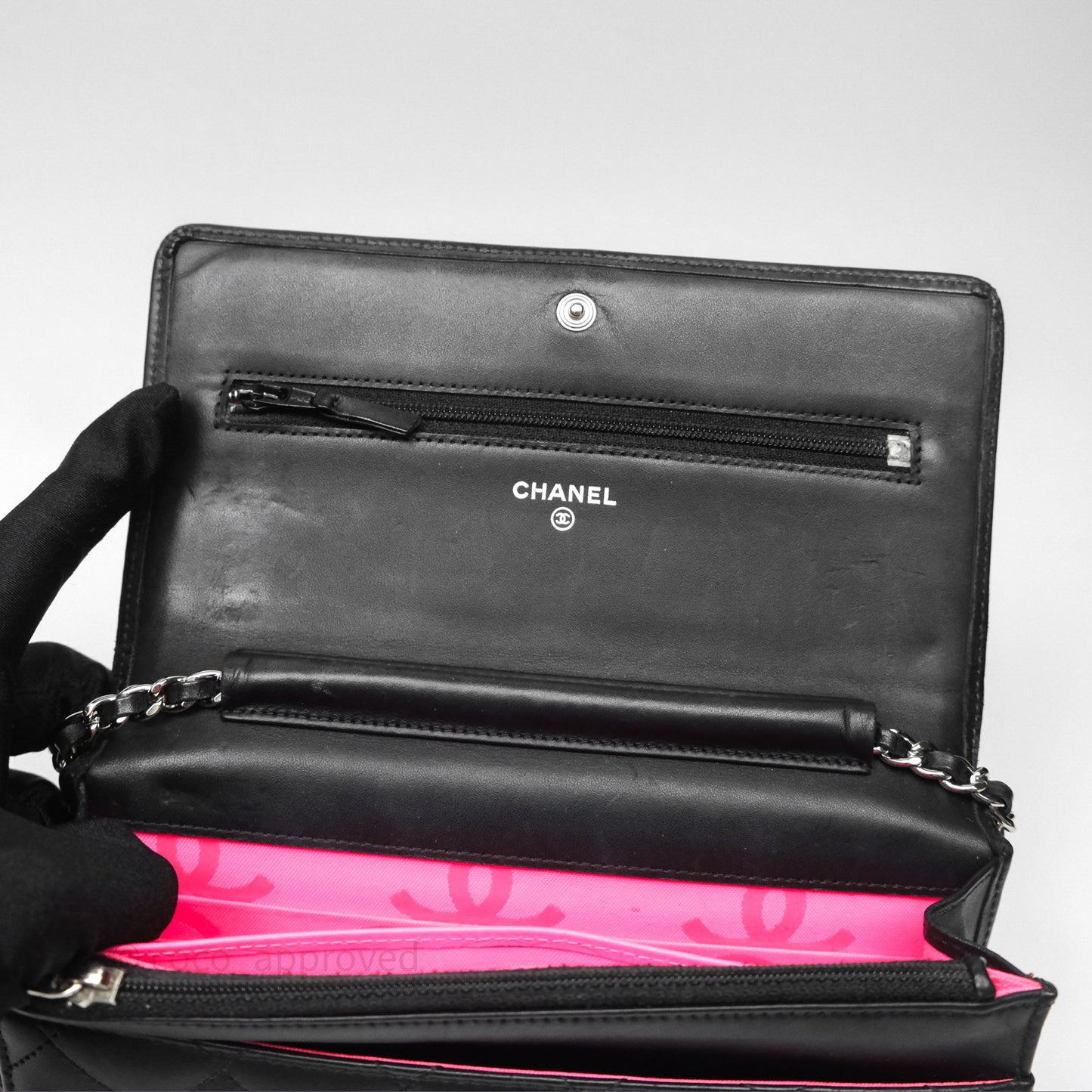 Chanel Quilted Wallet on Chain WOC Cambon Black Calfskin Silver Hardware