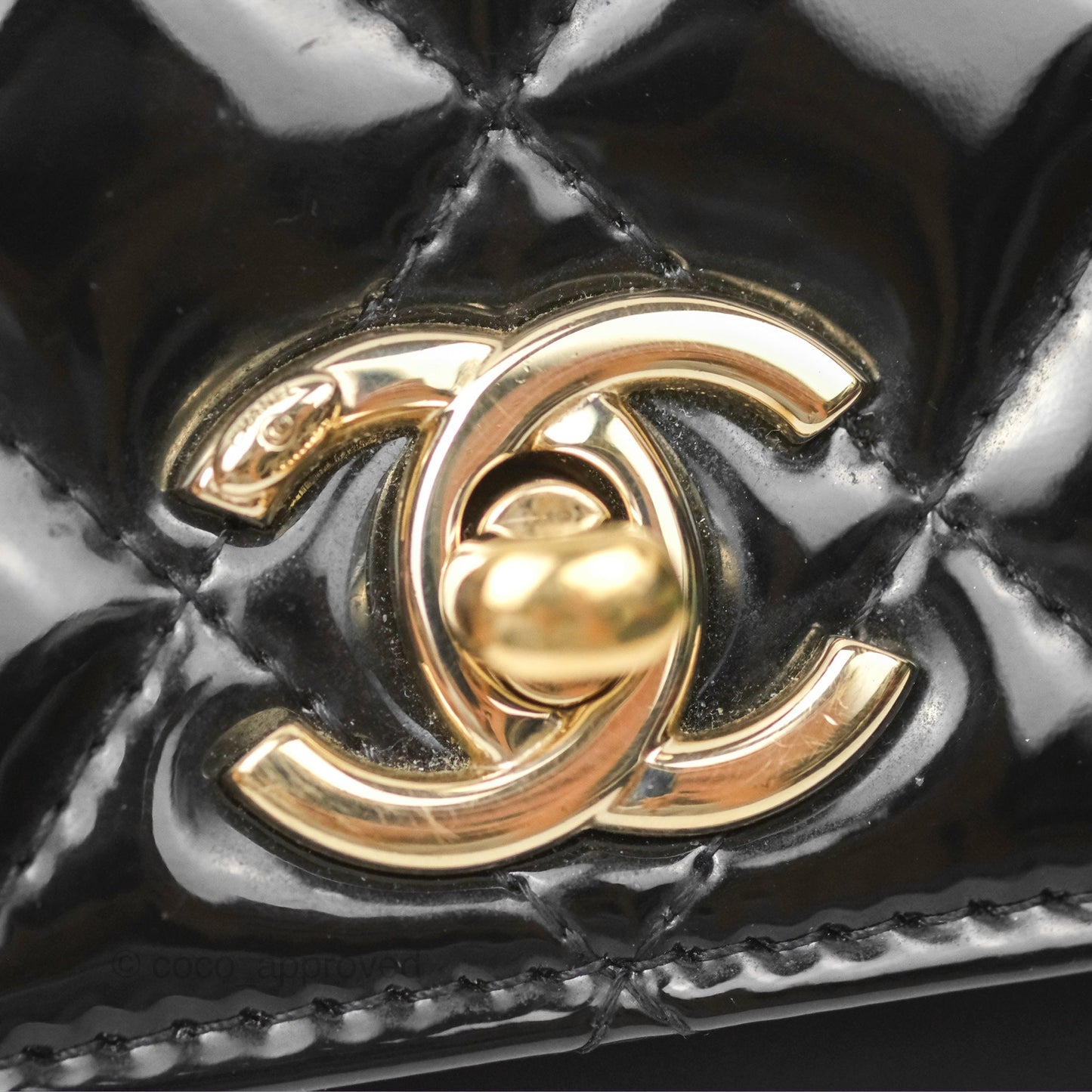 Chanel Wallet On Chain WOC Black Patent Lambskin Gold Hardware