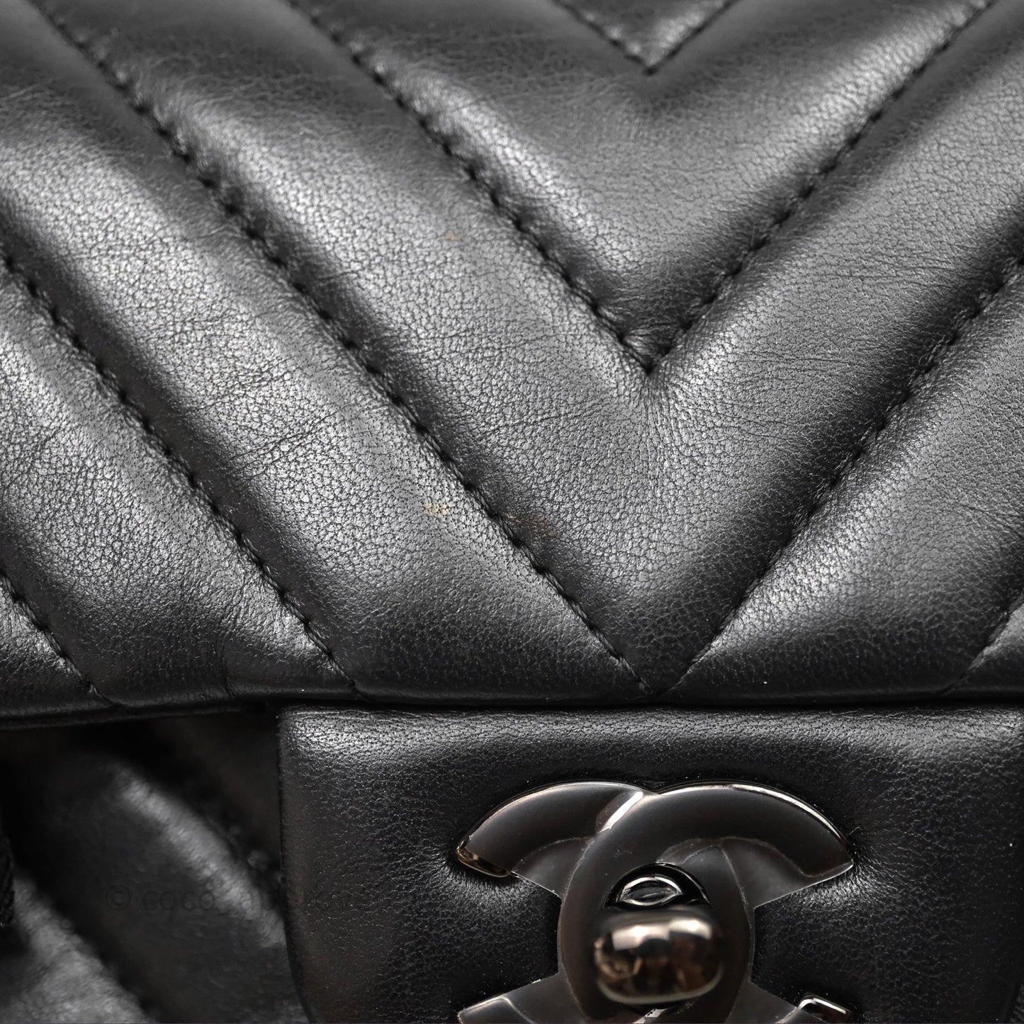 Chanel Quilted Mini Rectangular Chevron Black Lambskin So Black Hardware