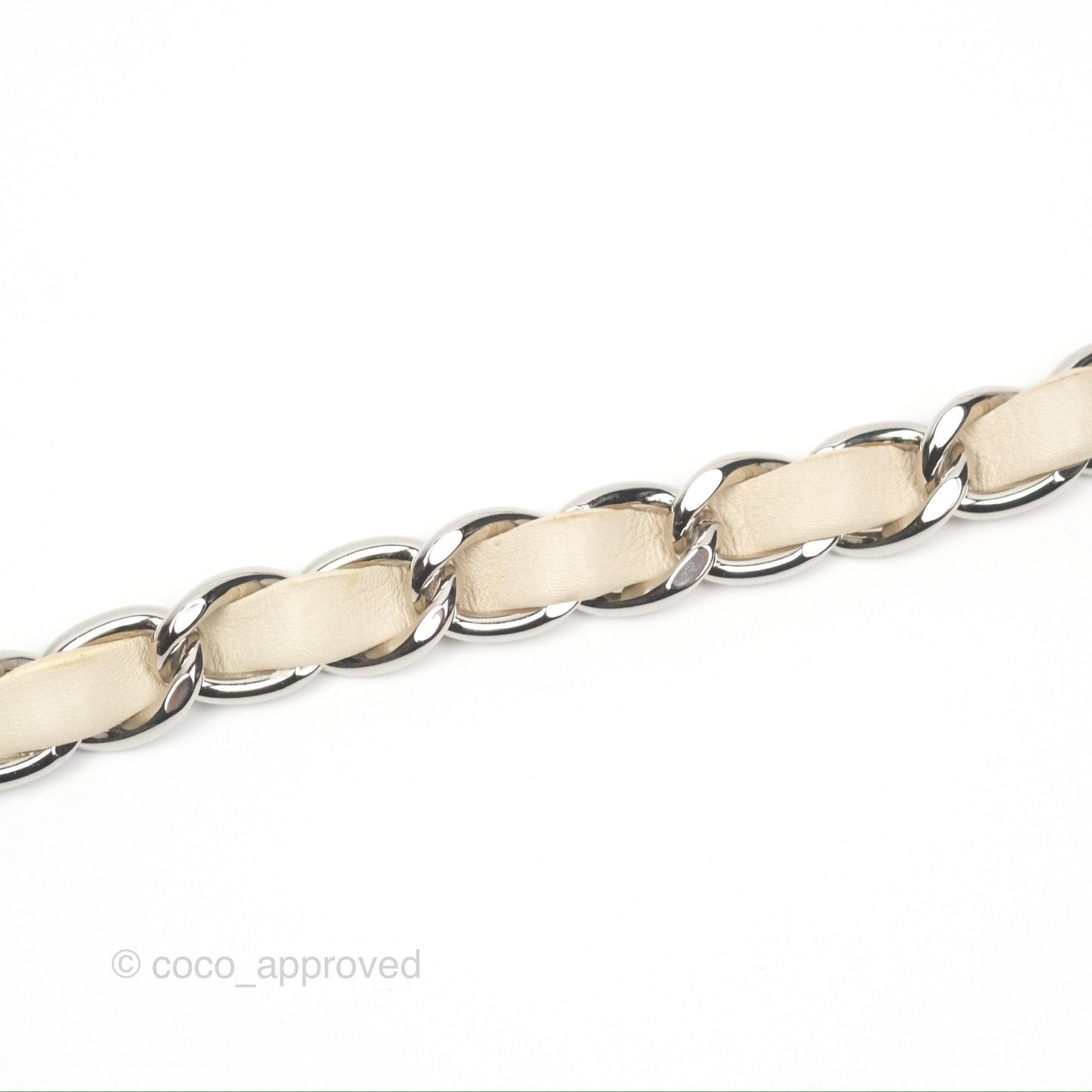 Chanel Mini Card Holder Chain Belt Bag Chevron Ivory Calfskin Silver Hardware