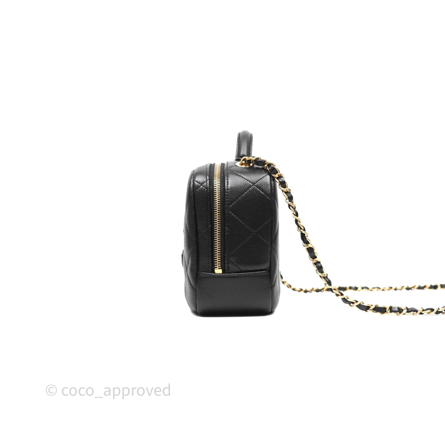 Chanel CC Top Handle Vanity Case Black Caviar Gold Hardware 23P