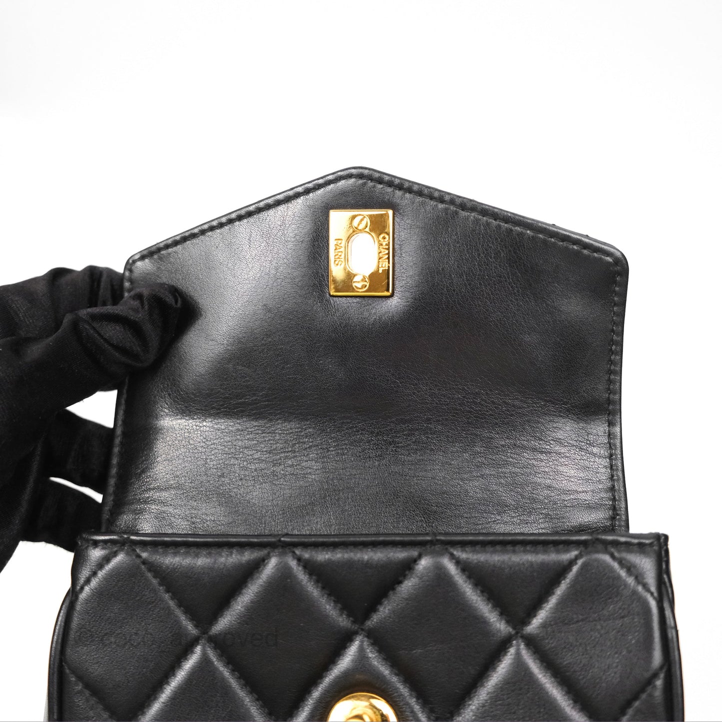 Chanel Vintage Belt Bag Quilted Black Lambskin 24K Gold Hardware