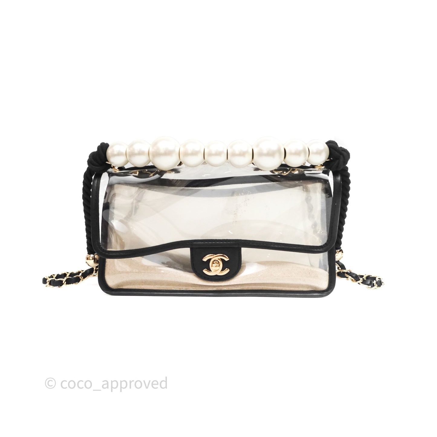 Chanel Medium Sand By The Sea PVC Flap Black Lambskin Gold Hardware