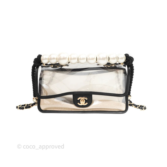 Chanel Medium Sand By The Sea PVC Flap Black Lambskin Gold Hardware