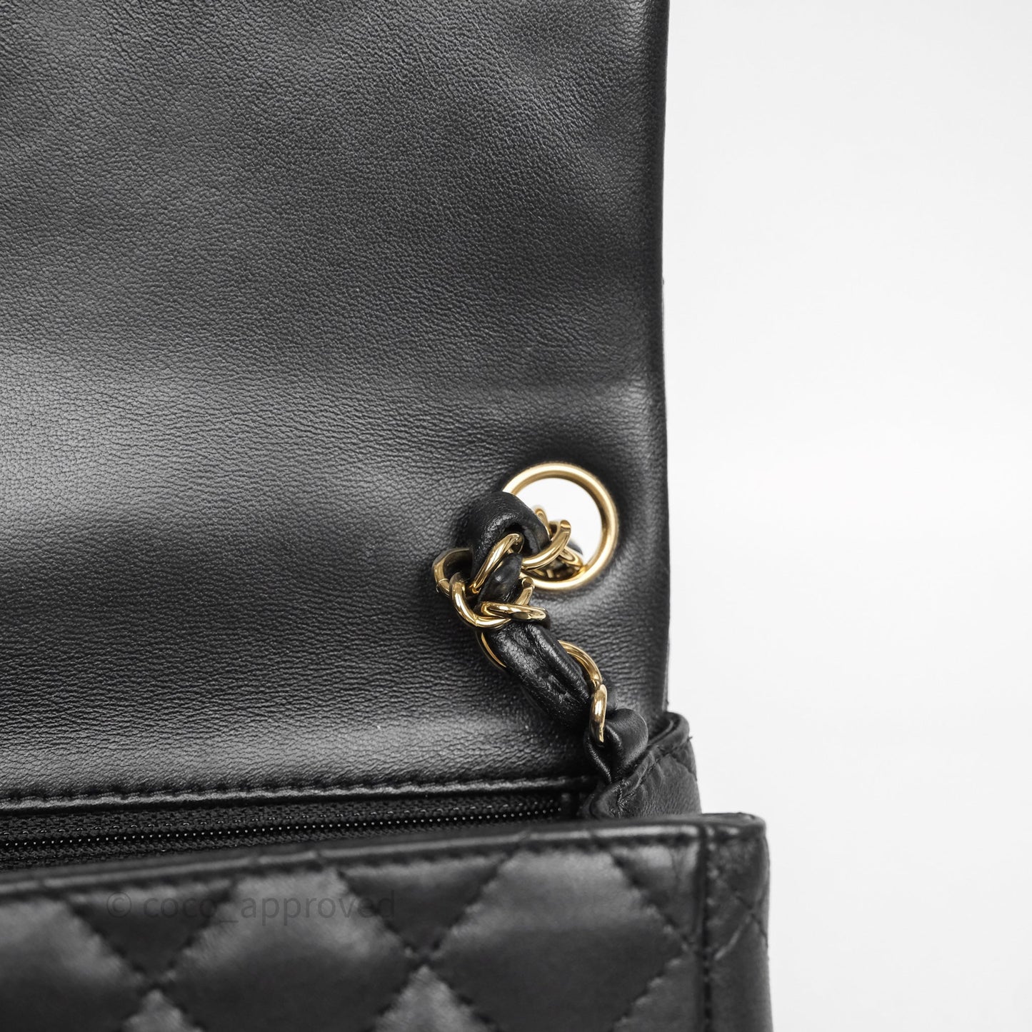 Chanel Mini Square Quilted Black Lambskin Gold Hardware