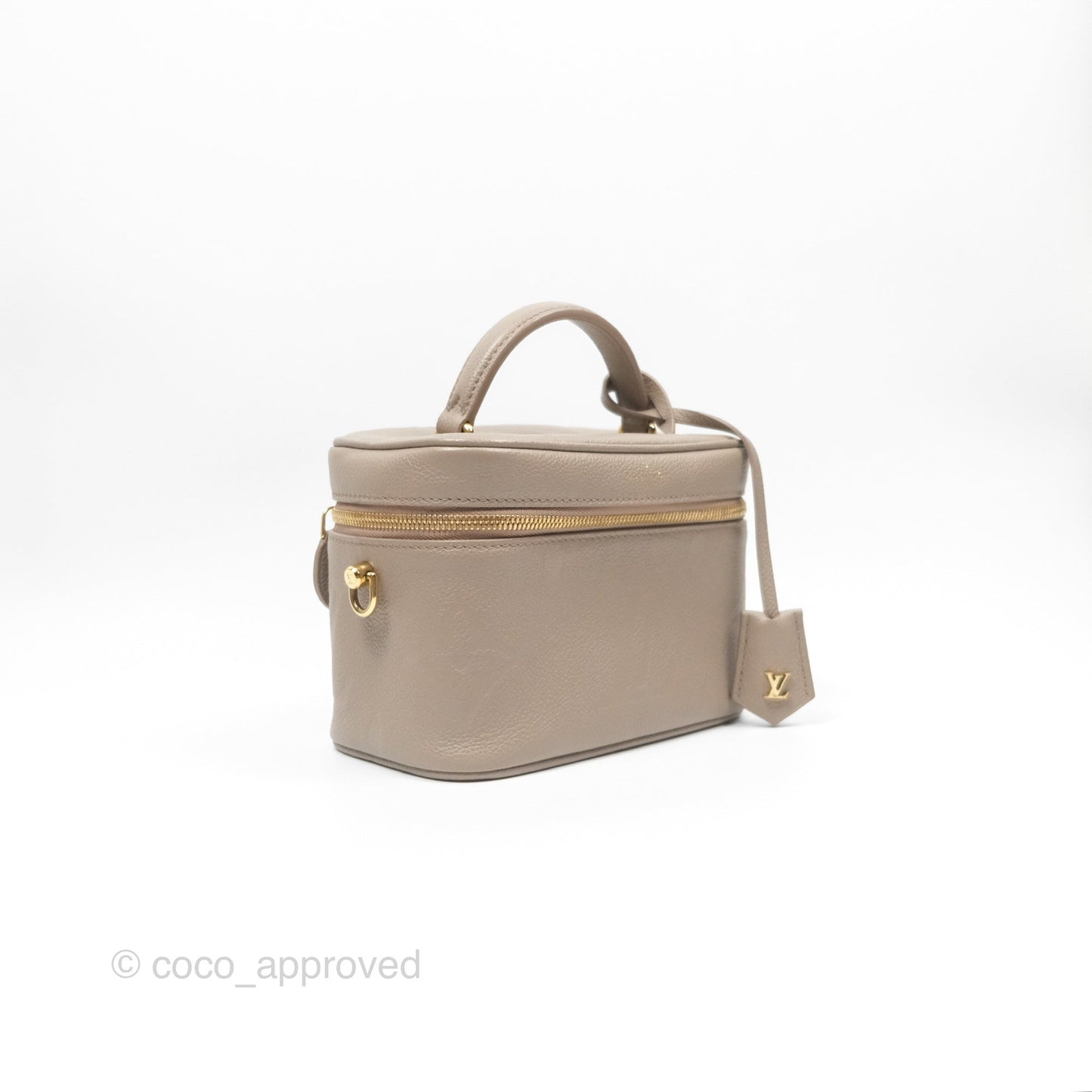 Louis Vuitton Monogram Empreinte Tourterelle Vanity PM Beige Gold Hardware