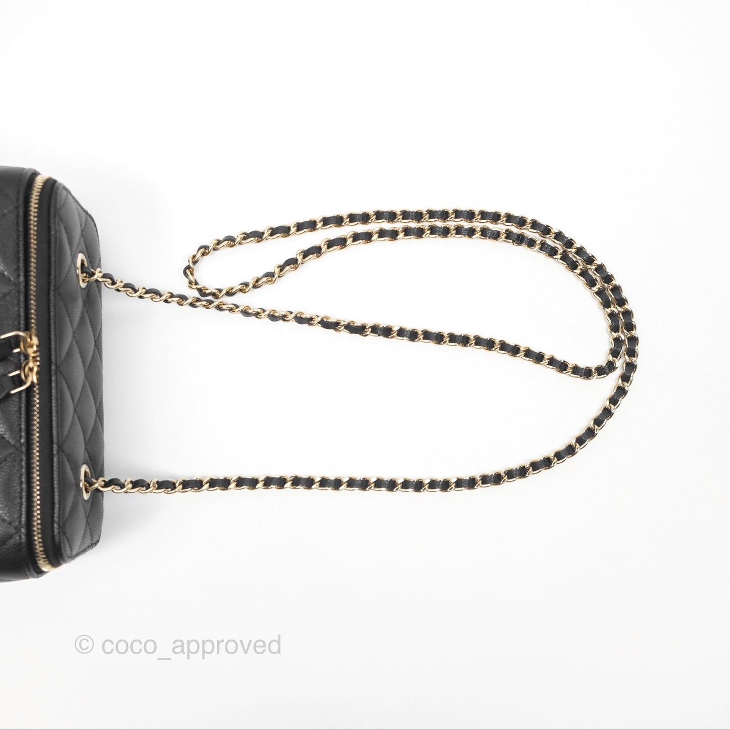 Chanel Vanity Rectangular With Chain Black Caviar Gold Hardware