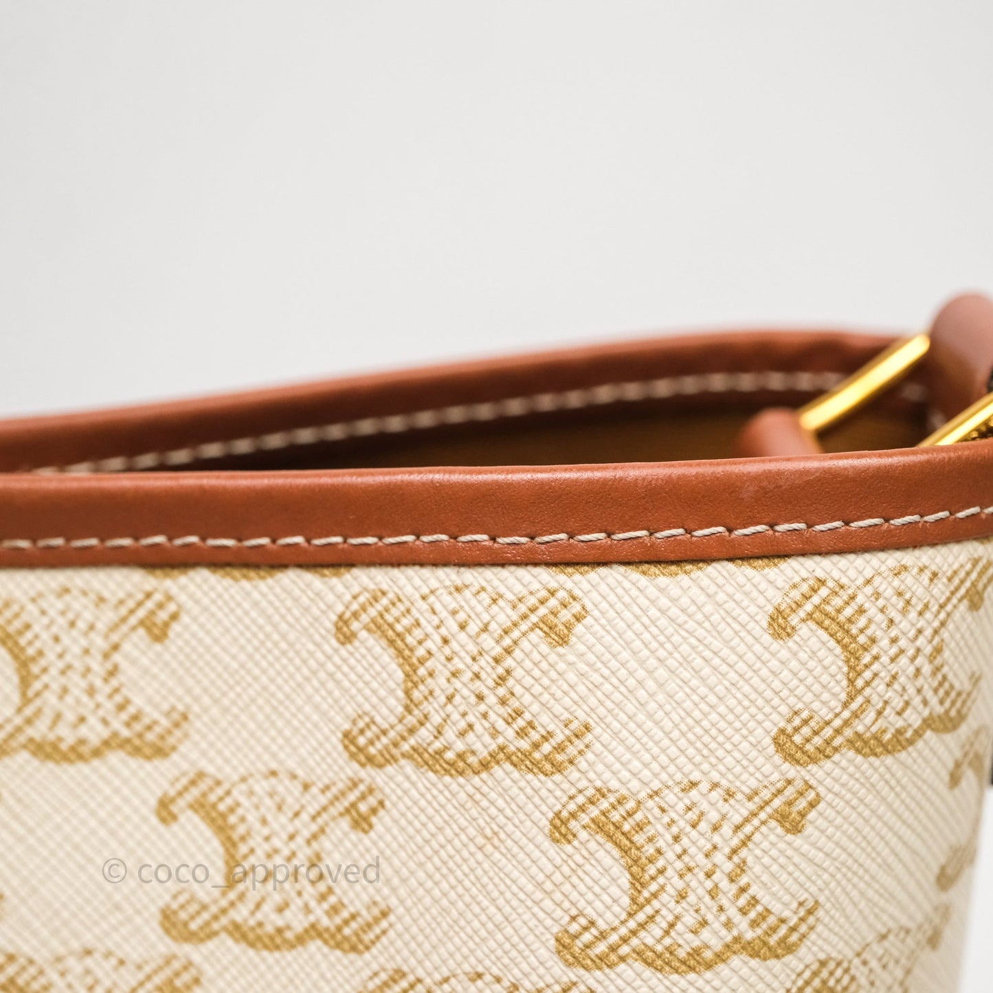 Celine Small Bucket Triomphe Canvas Grege Calfskin