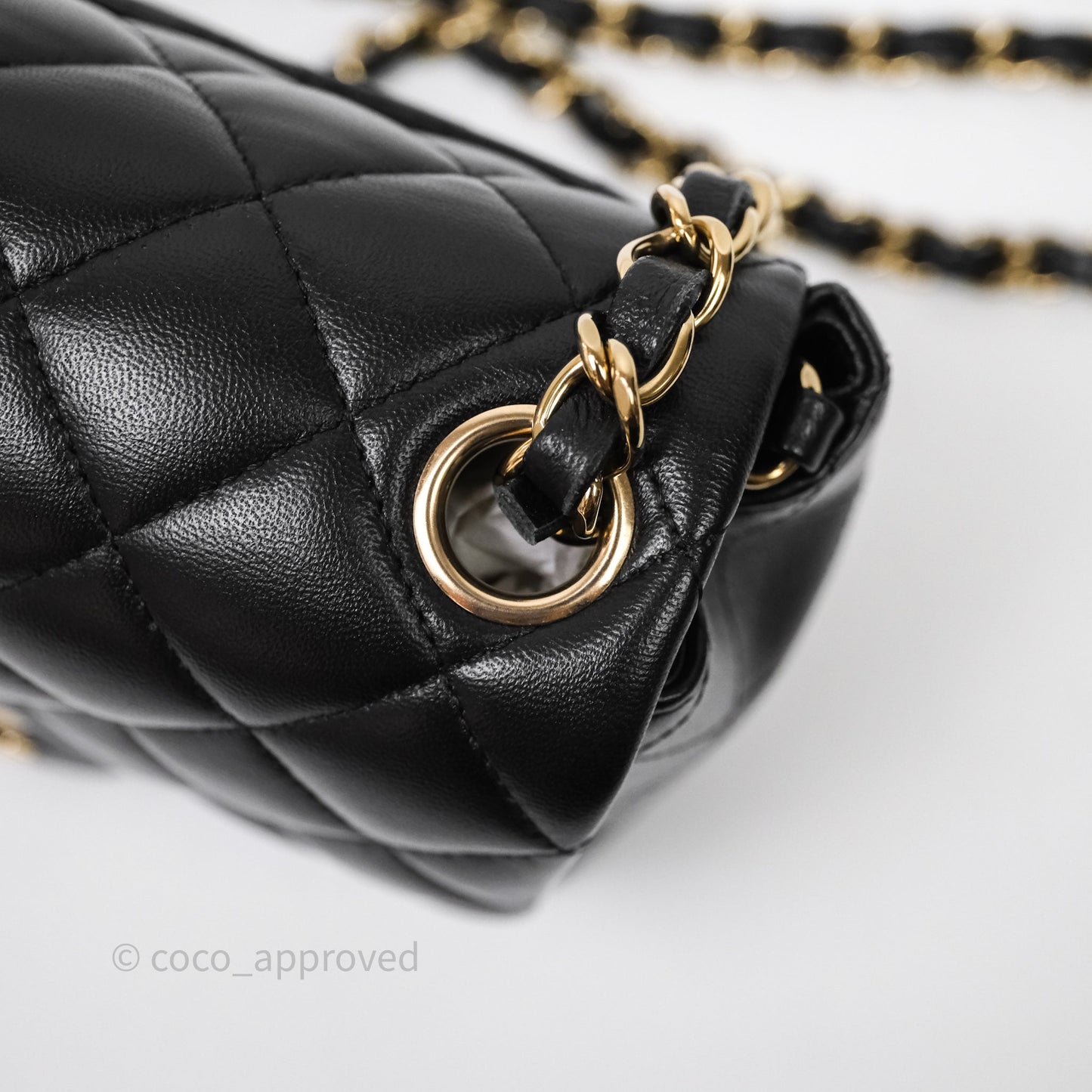 Chanel Mini Square Quilted Black Lambskin Gold Hardware