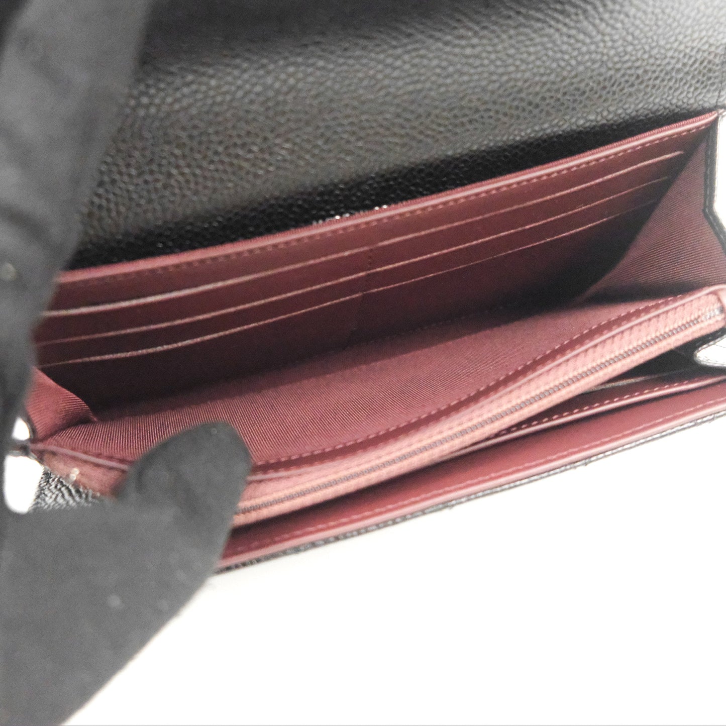 Chanel Quilted Classic Zip Long Wallet Black Caviar Silver Hardware