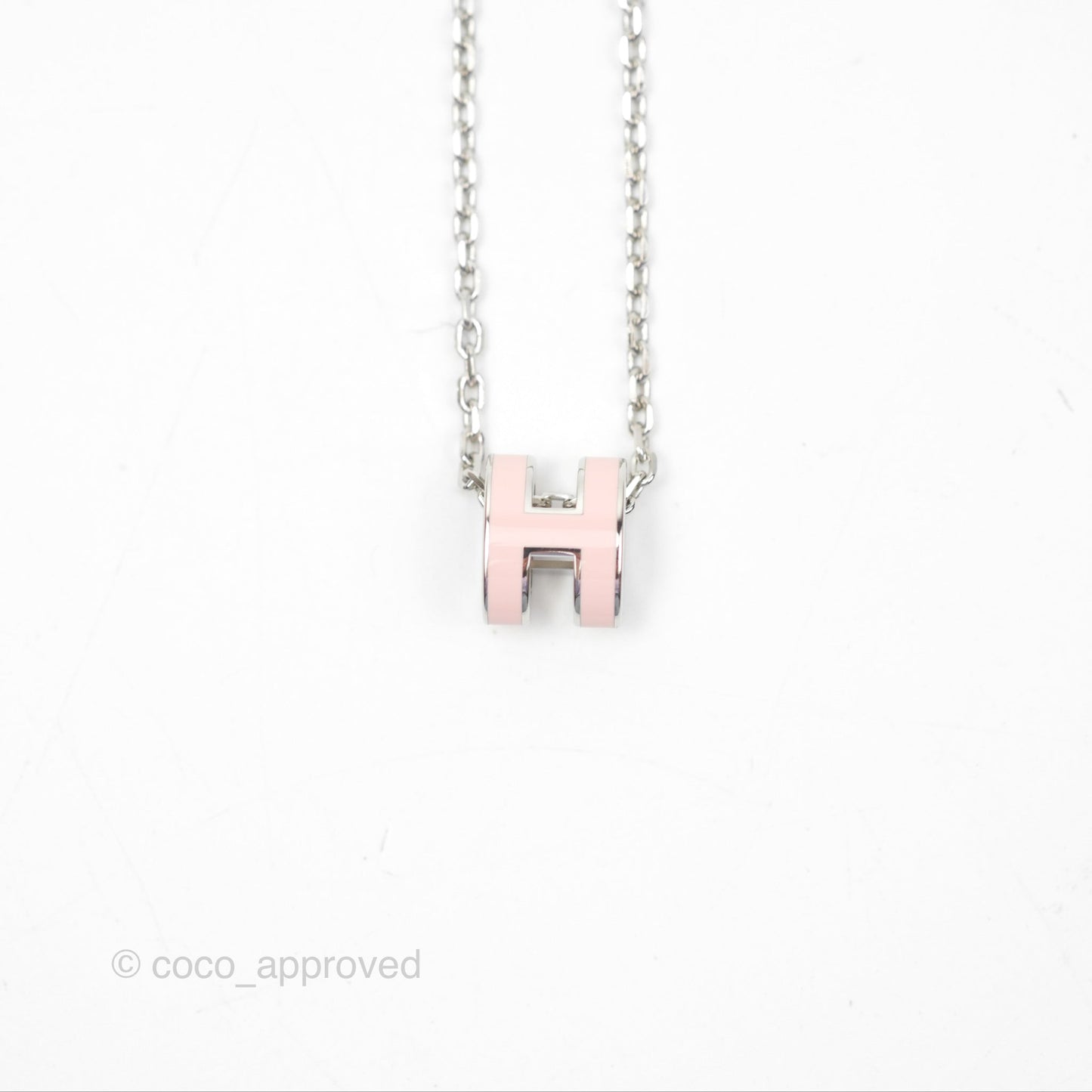 Hermès Mini Pop H Rose Dragee Pendant Necklace Palladium Hardware