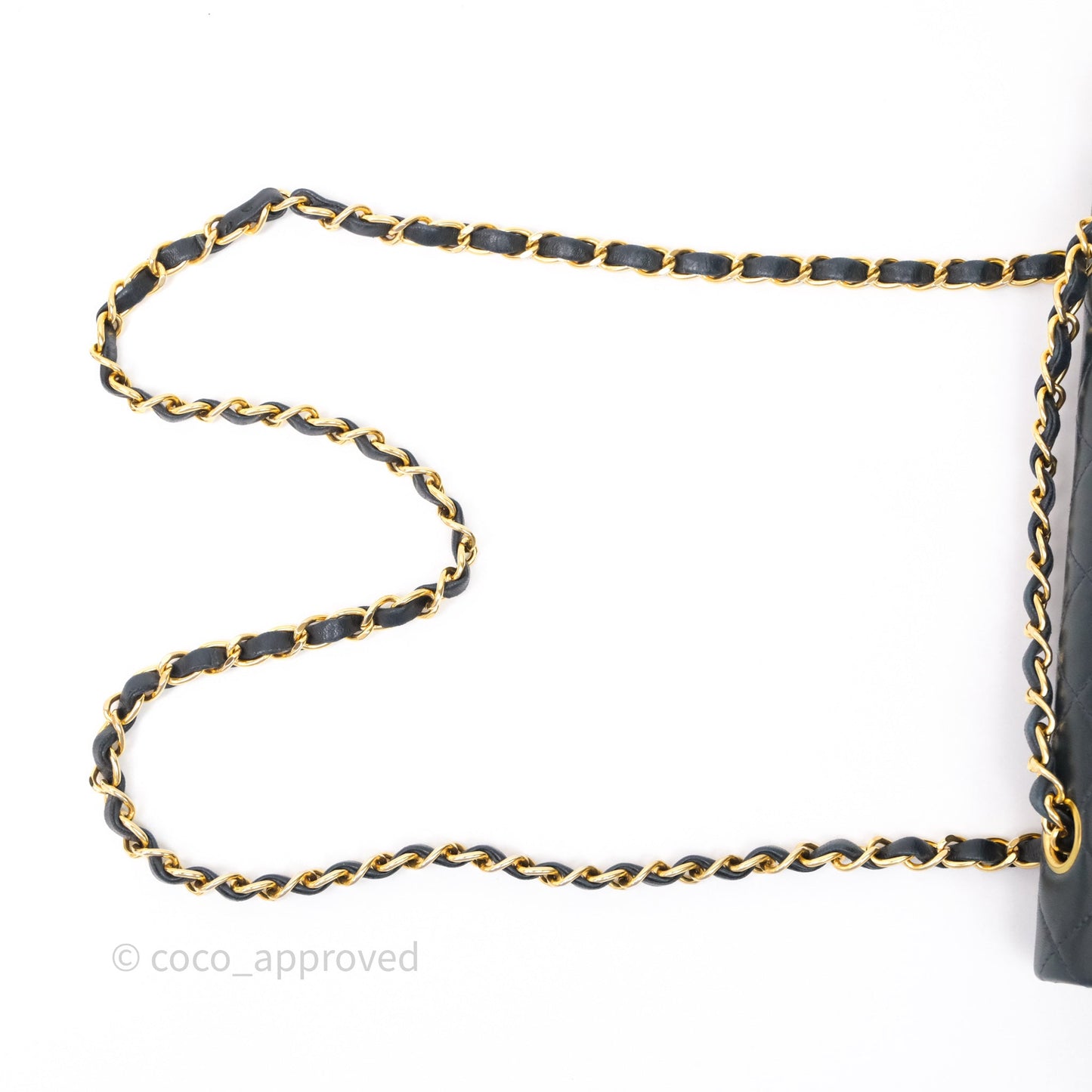 Chanel Vintage M/L Lambskin Medium Double Flap Bag Navy 24K Gold Hardware