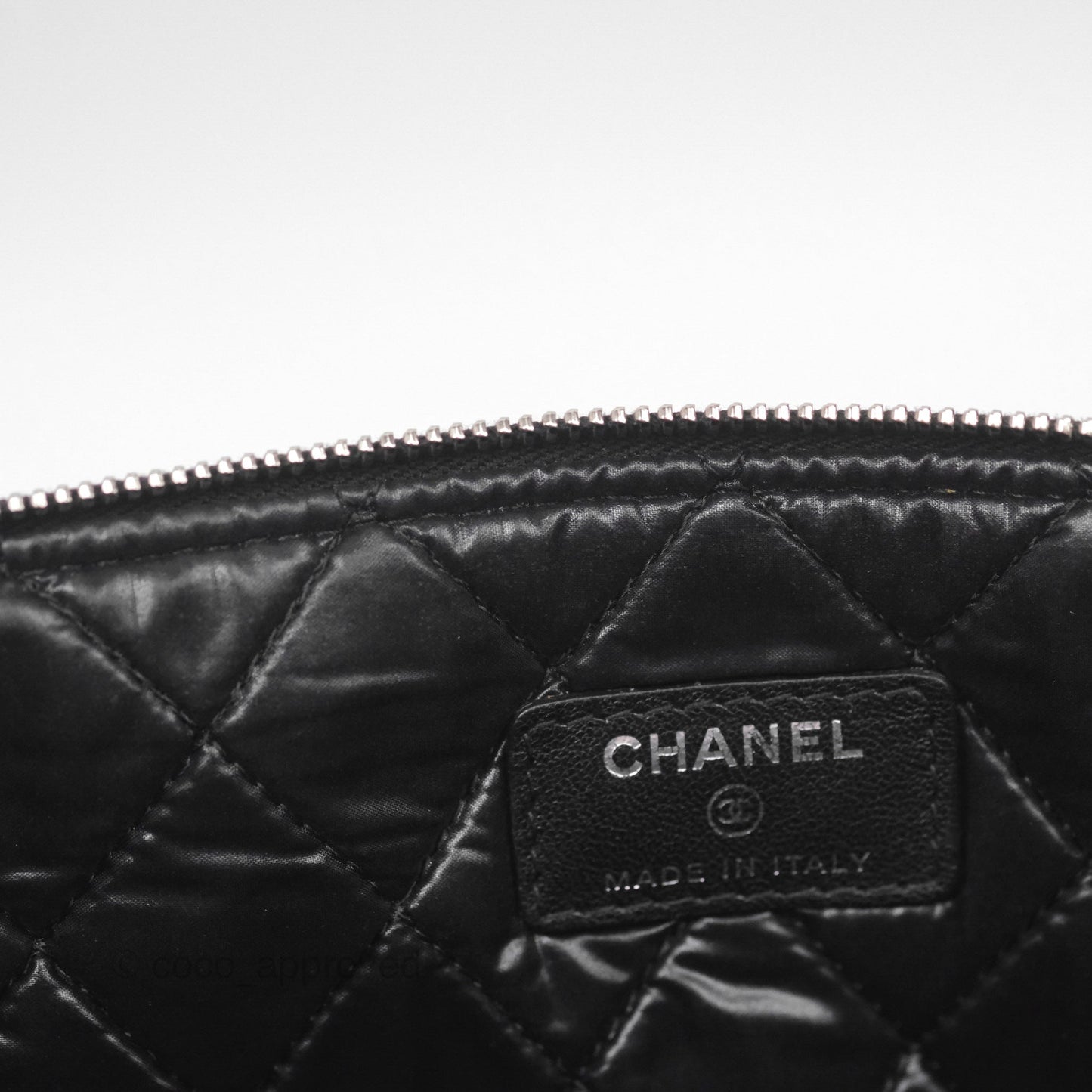 Chanel Mademoiselle Quilted Large O Case Clutch Black Lambskin