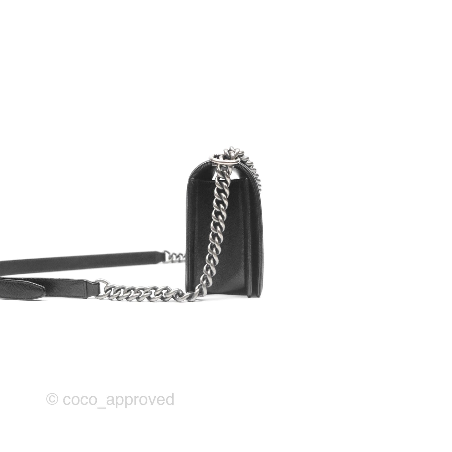 Chanel Medium Boy Quilted Black Caviar Ruthenium Hardware