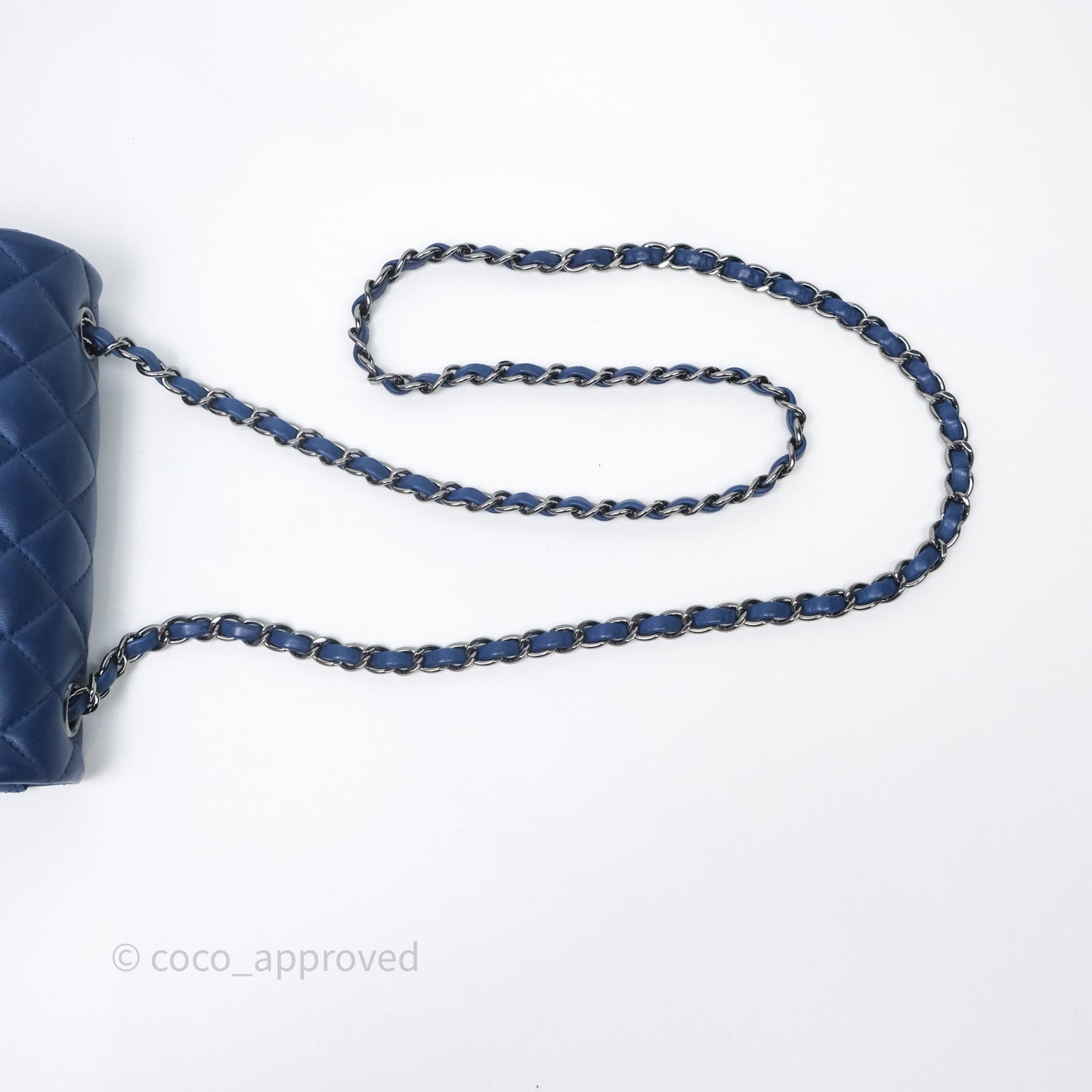 Chanel Mini Rectangular Flap Quilted Navy Lambskin Silver Hardware