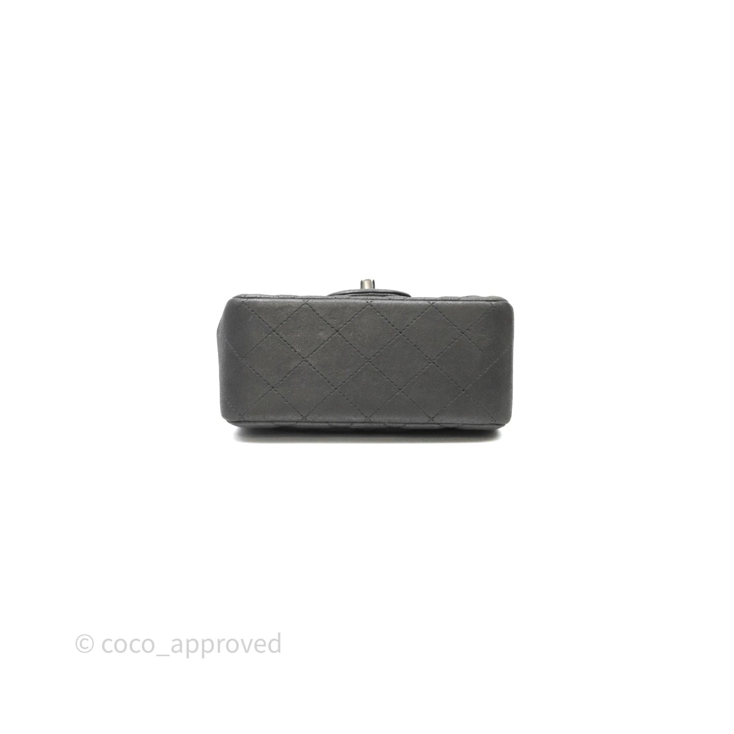 Chanel Mini Square Iridescent Grey Suede Gun Metal Hardware