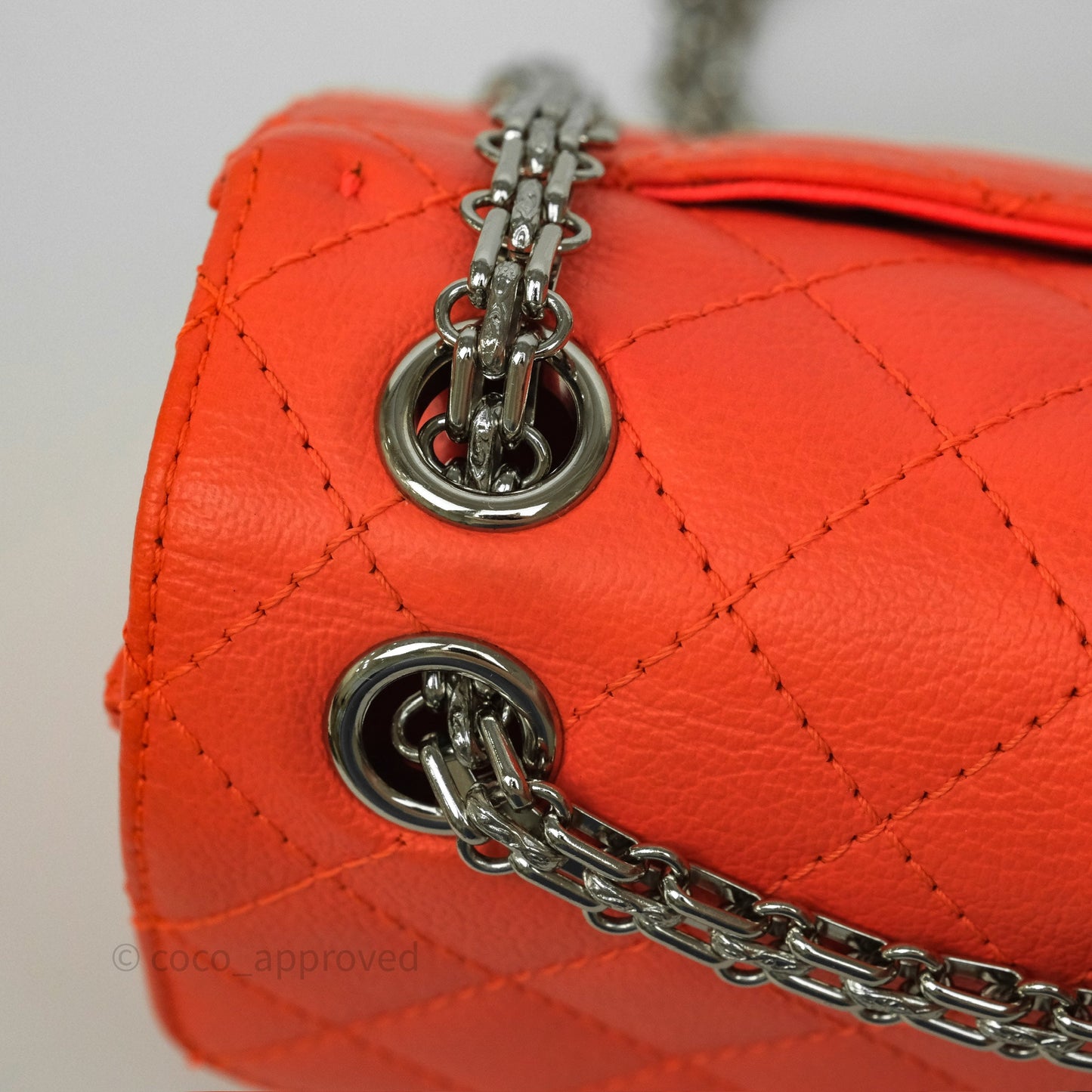 Chanel Mini Reissue 224 Tangerine Orange Goatskin Silver Hardware