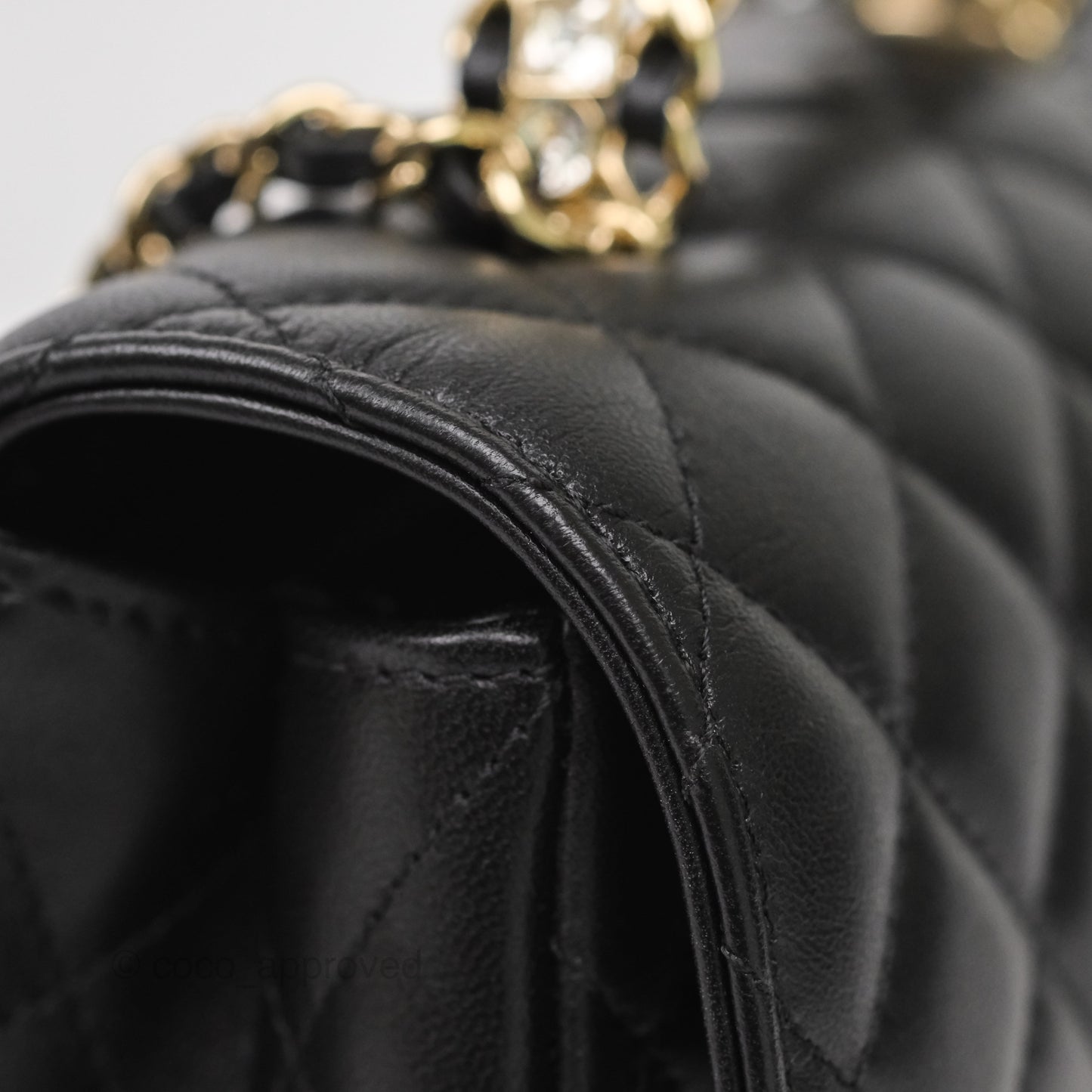 Chanel Crystals Top Handle Mini Rectangular Flap Bag Black Lambskin Gold Hardware 23A