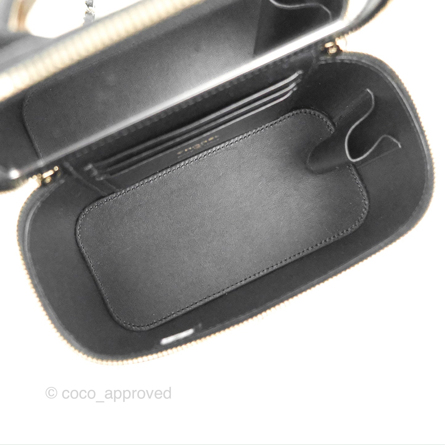 Chanel Vanity Rectangular Top Handle Black Lambskin Gold Hardware