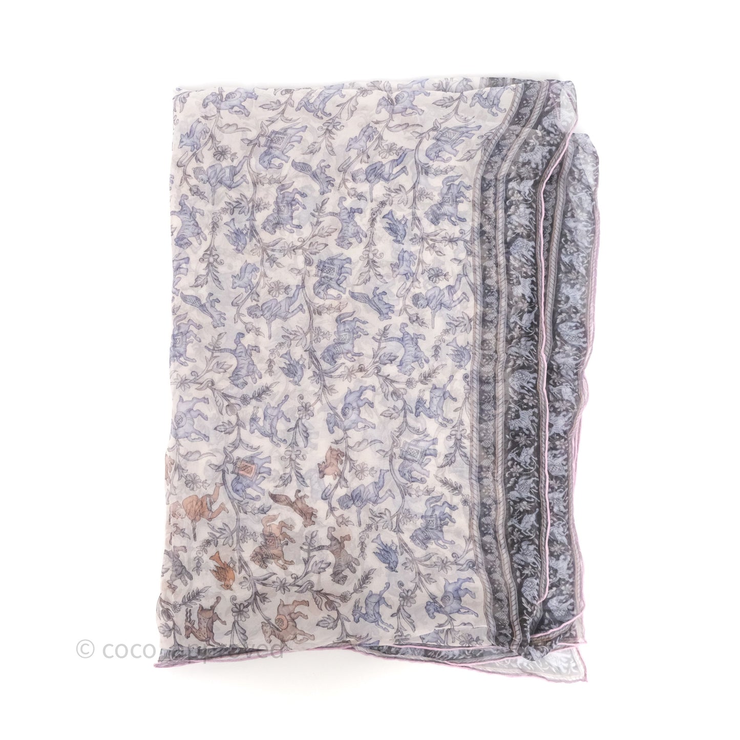 Hermès Grey/ Purple Silk Scarf