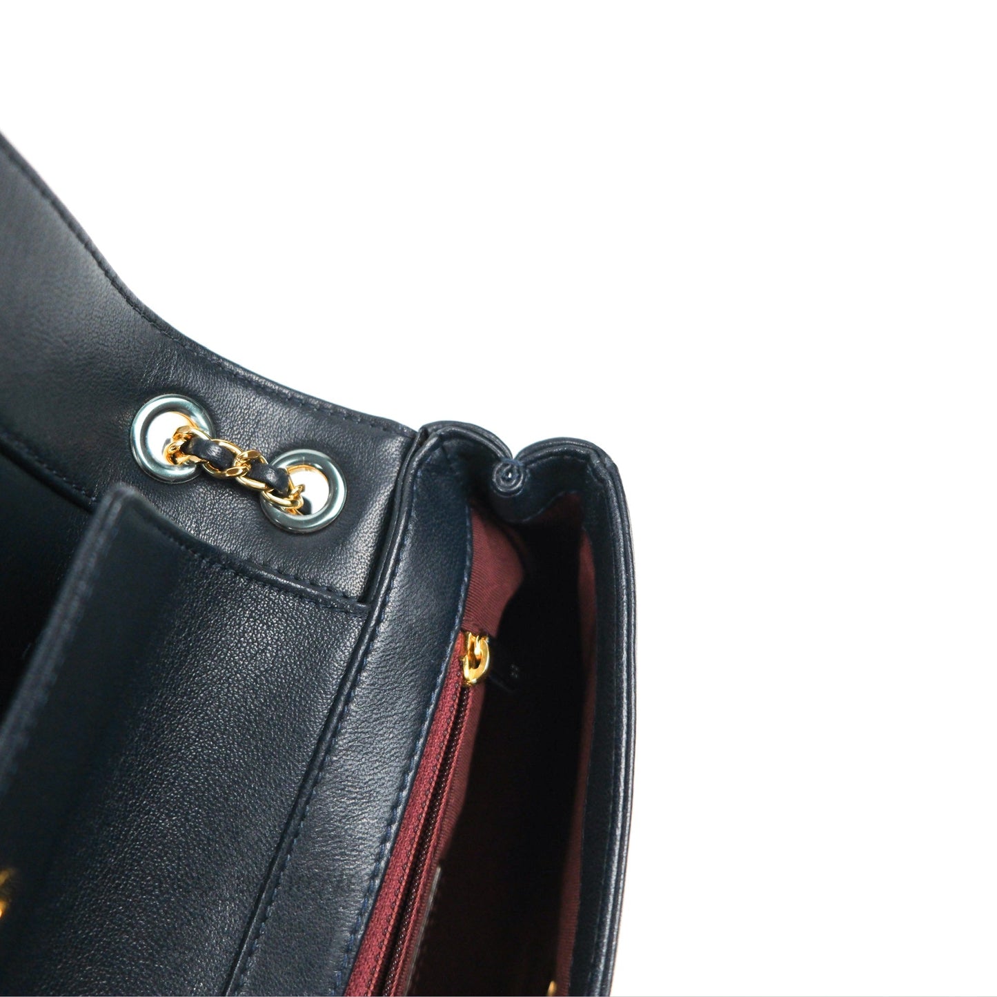 Chanel Small Vintage Mademoiselle Flap Navy Sheepskin Gold Hardware