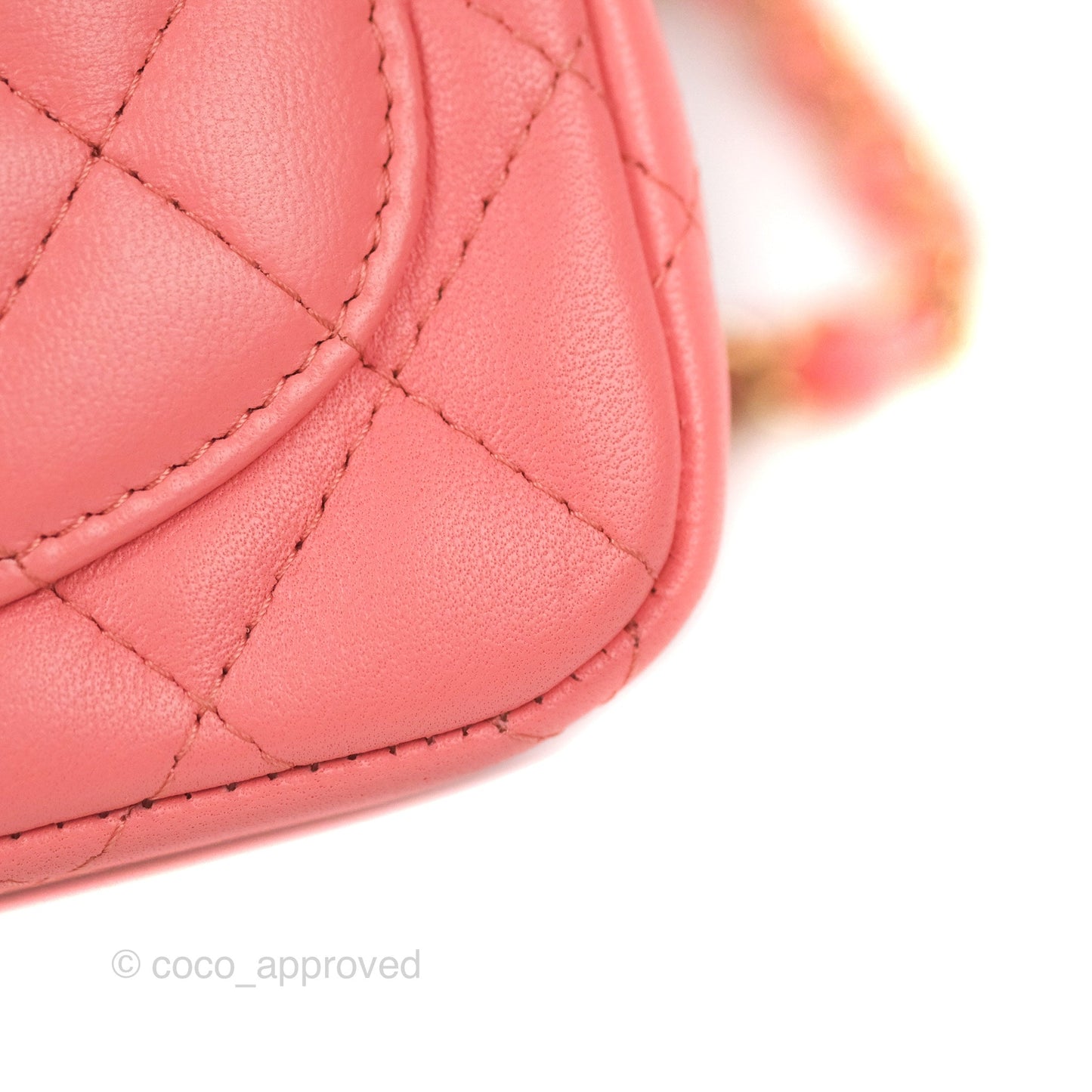 Chanel Quilted Mini Square Flap Pink Lambskin Gold Hardware