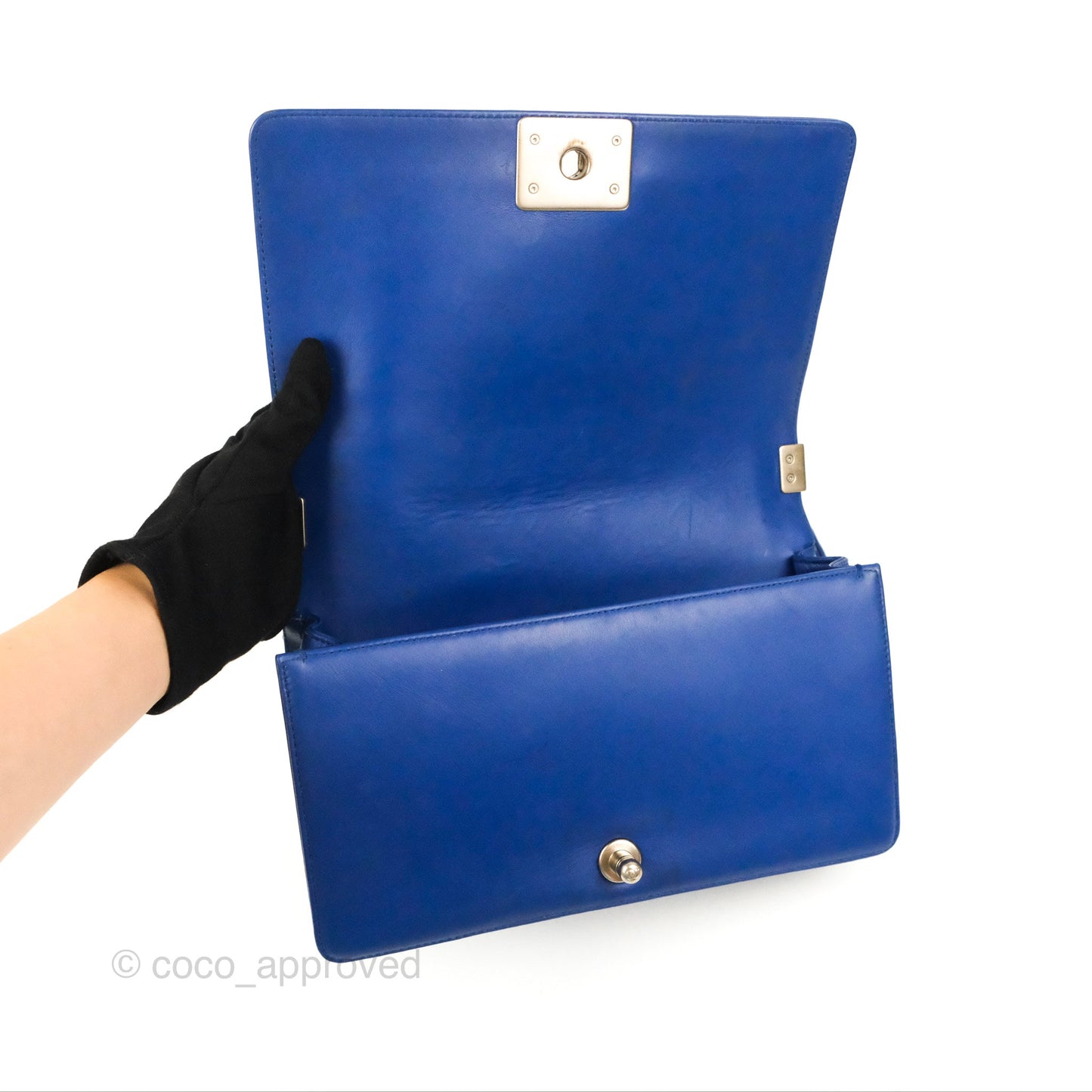 Chanel Medium Boy Blue Python Matte Silver Hardware