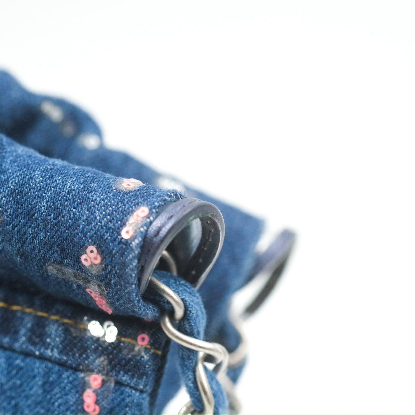 Chanel 22 Medium Denim Sequins Aged Silver Hardware