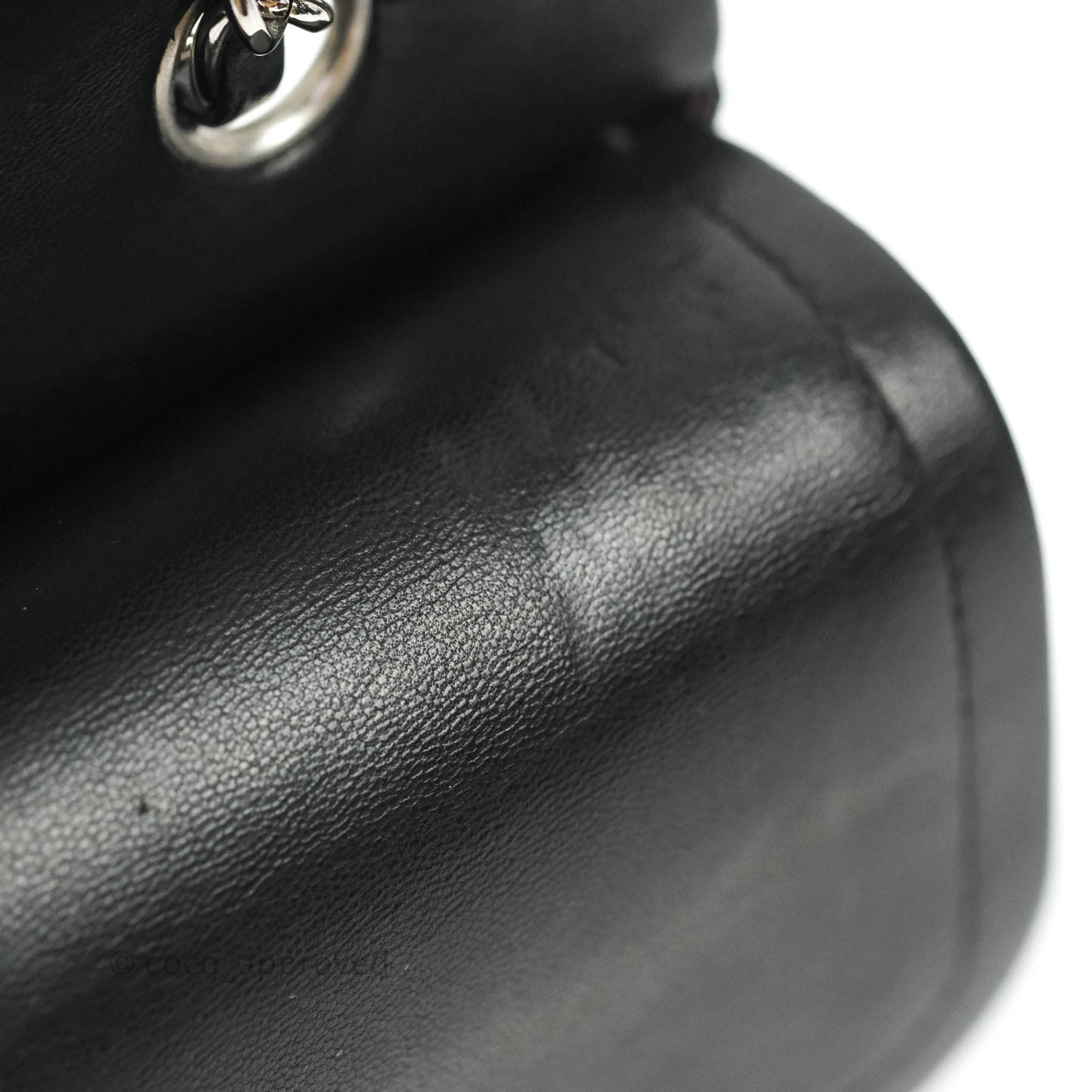 Chanel Classic M/L Medium Double Flap Black Lambskin Silver Hardware
