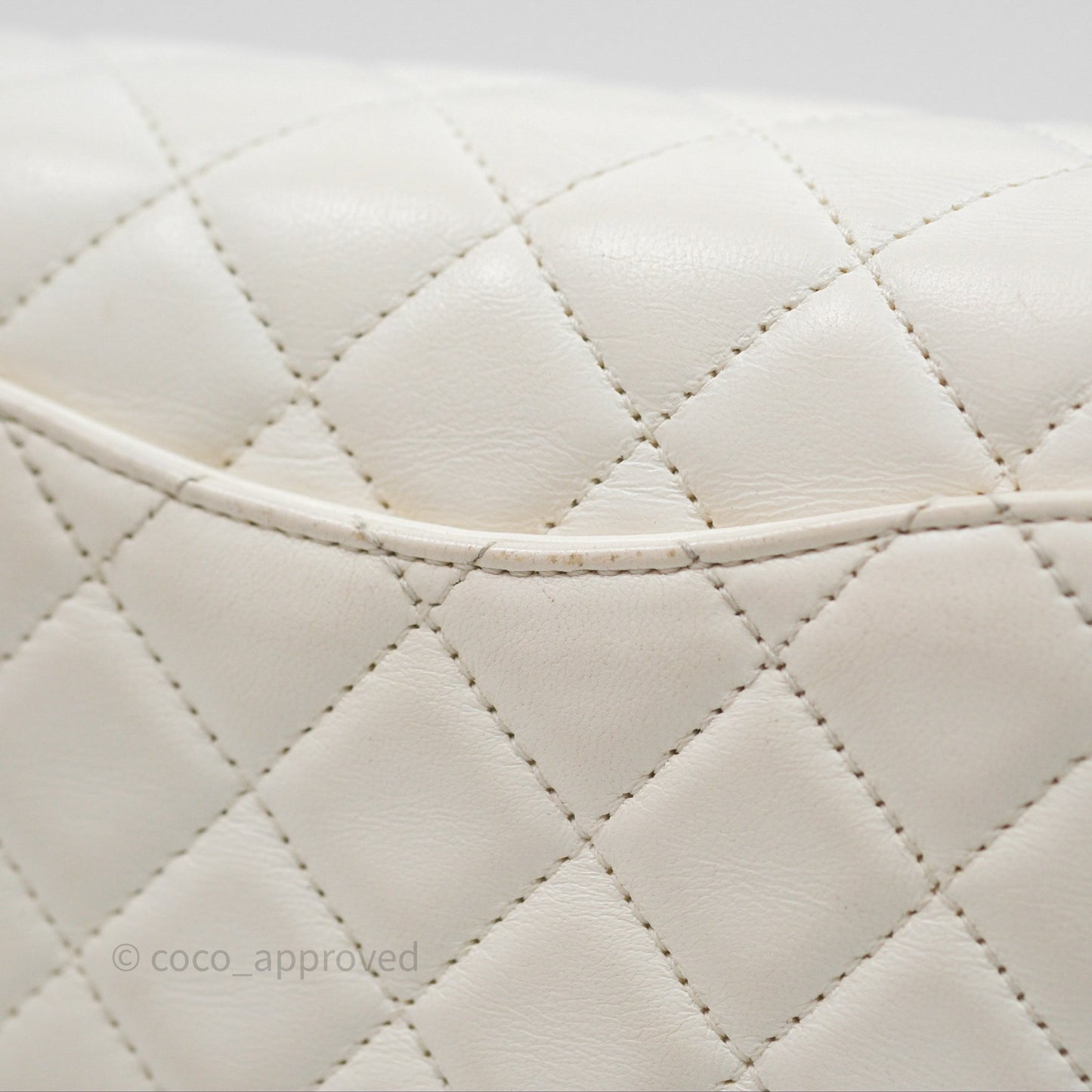 Chanel Mini Rectangular Pearl Crush Quilted White Lambskin Aged Gold Hardware