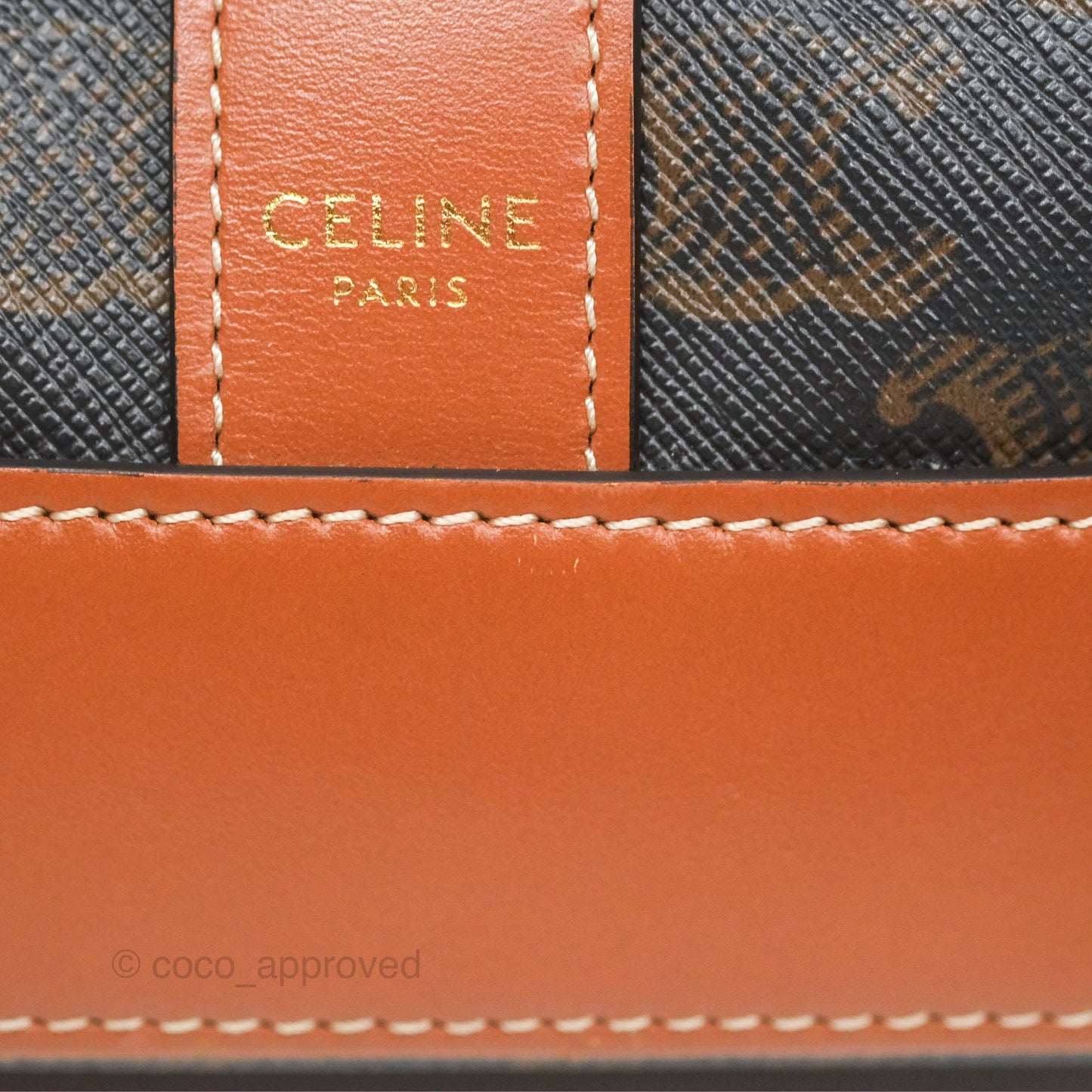Celine Small Bucket Triomphe Canvas Tan Calfskin