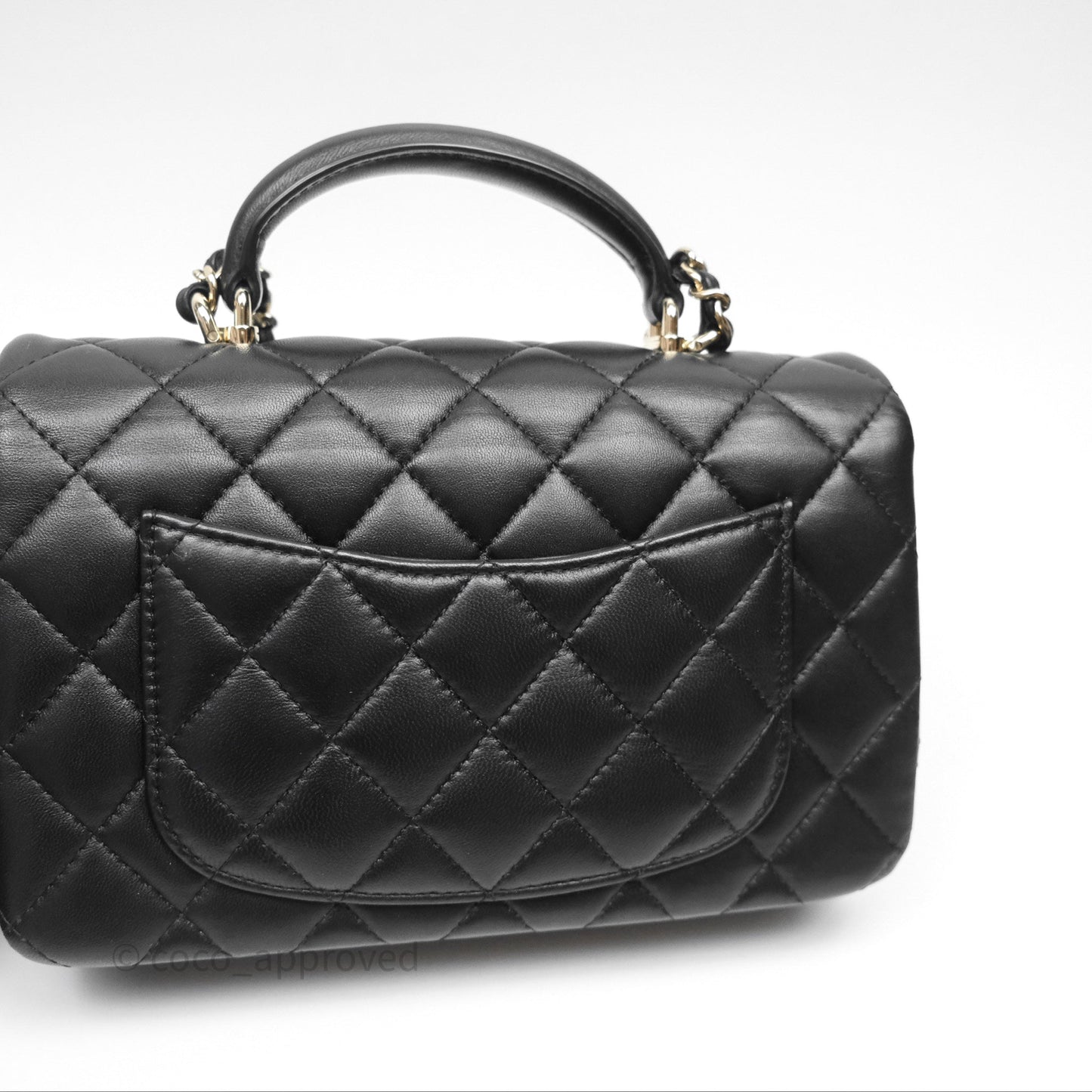 Chanel Top Handle Mini Rectangular Flap Black Lambskin Gold Hardware