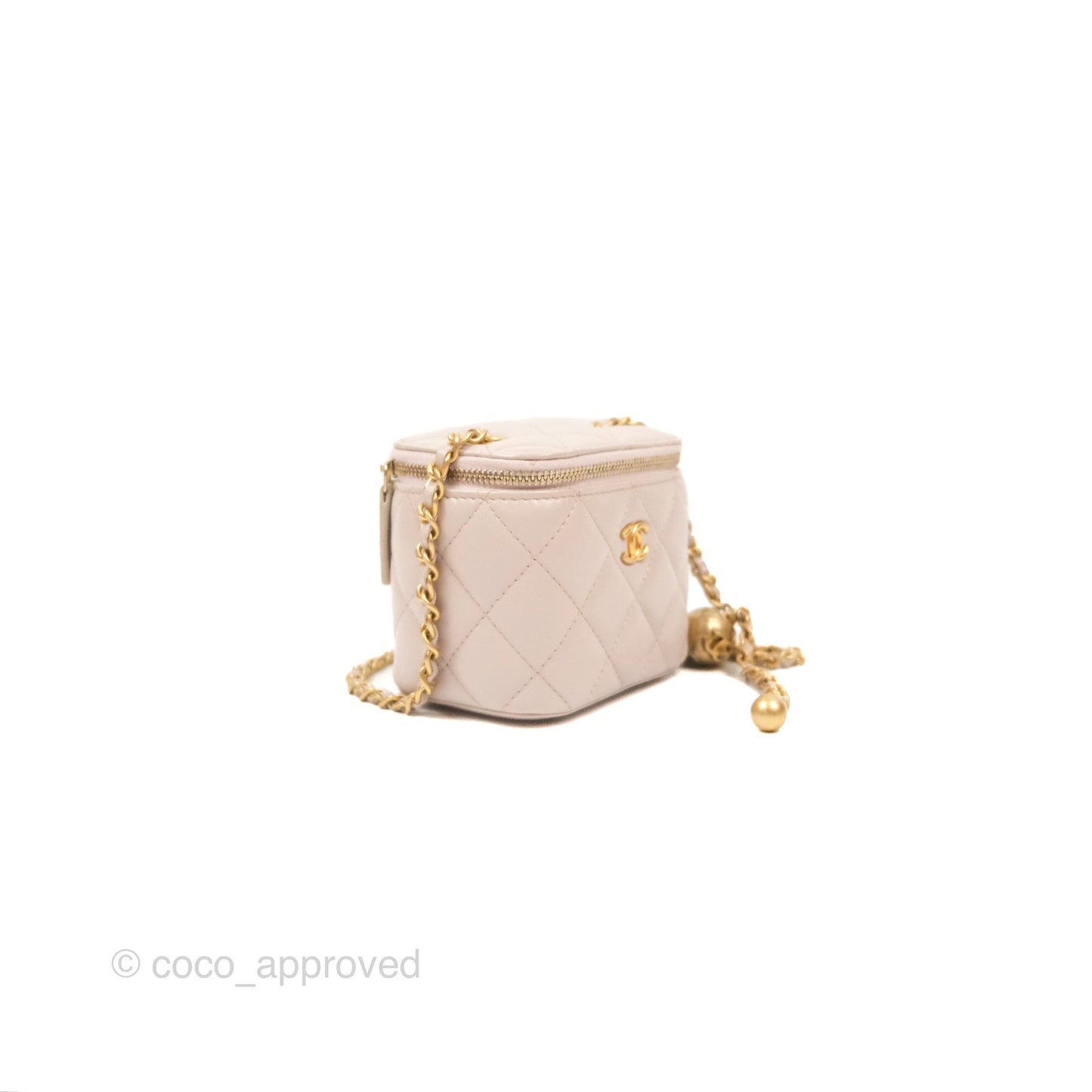 Chanel Classic Pearl Crush Mini Vanity With Chain Lilac Pink Lambskin Aged Gold Hardware
