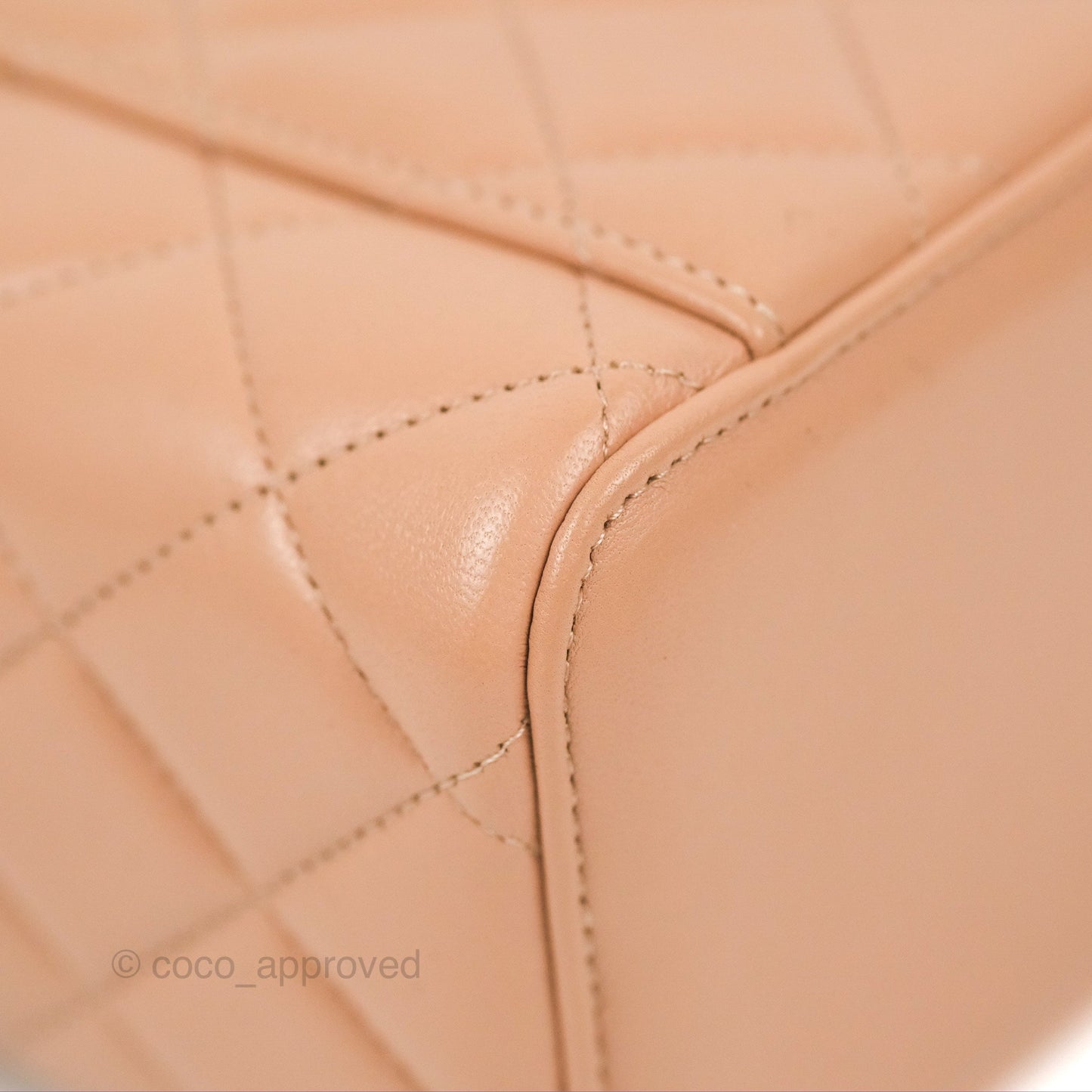 Chanel Vanity Rectangular Top Handle Beige Lambskin Gold Hardware