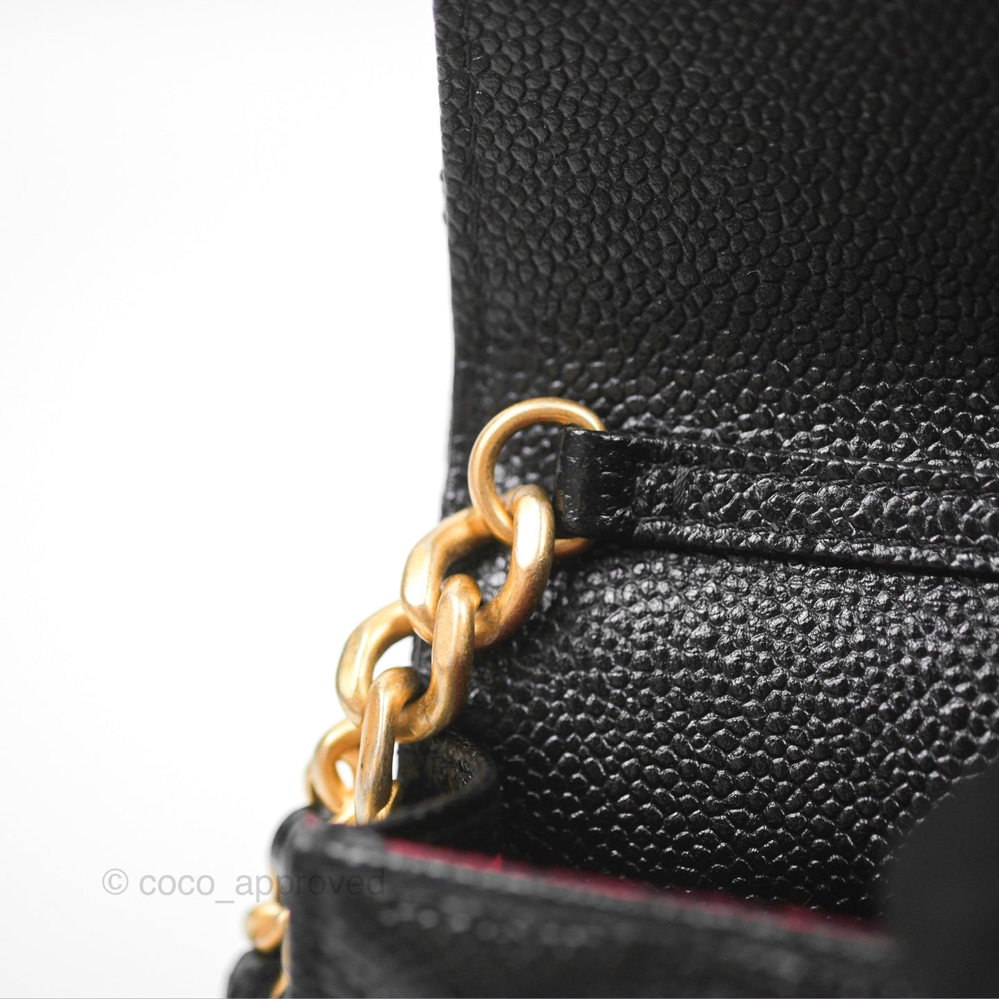 Chanel Clutch With Chain Black Shiny Caviar Aged Gold Hardware