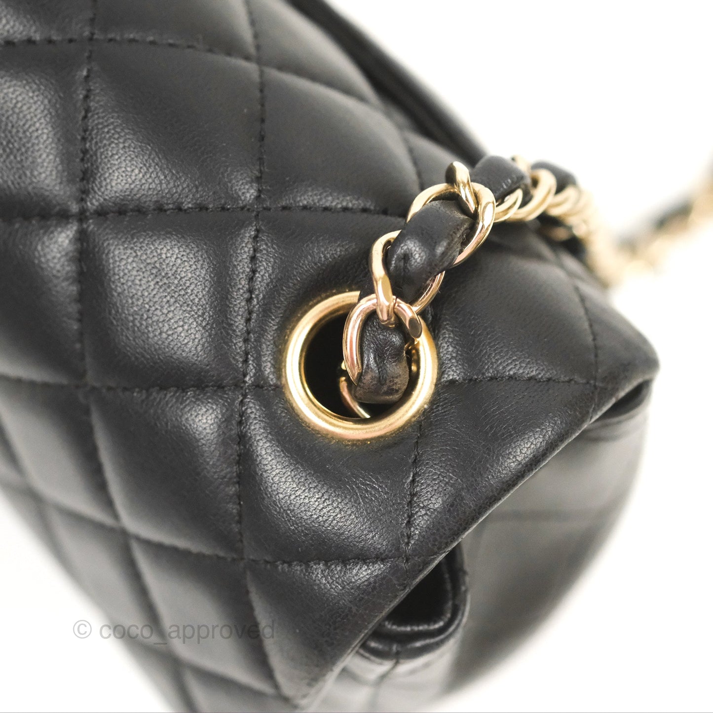 Chanel Quilted Mini Rectangular Flap Black Lambskin Gold Hardware