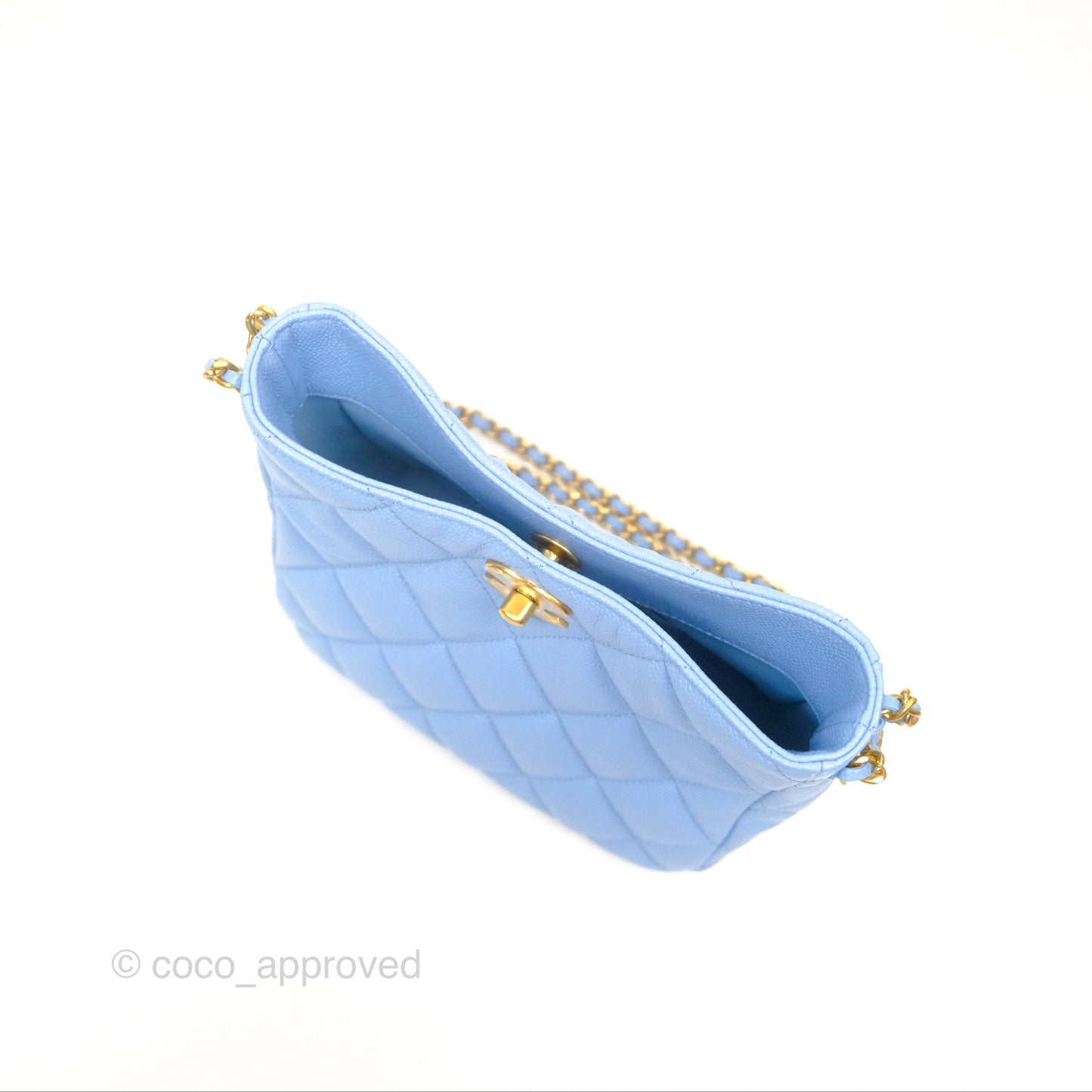 Chanel Small CC Chain Hobo Caviar Blue Aged Gold Hardware