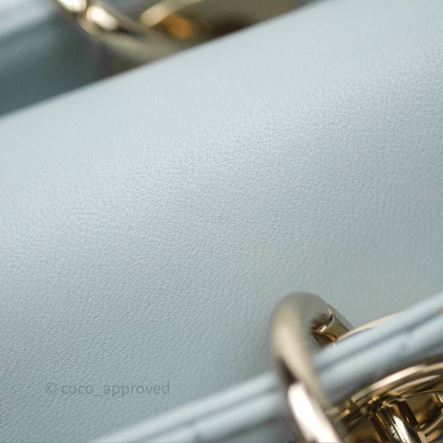 Christian Dior Micro Lady D-Joy Bag Baby Blue Lambskin Cannage Gold Hardware