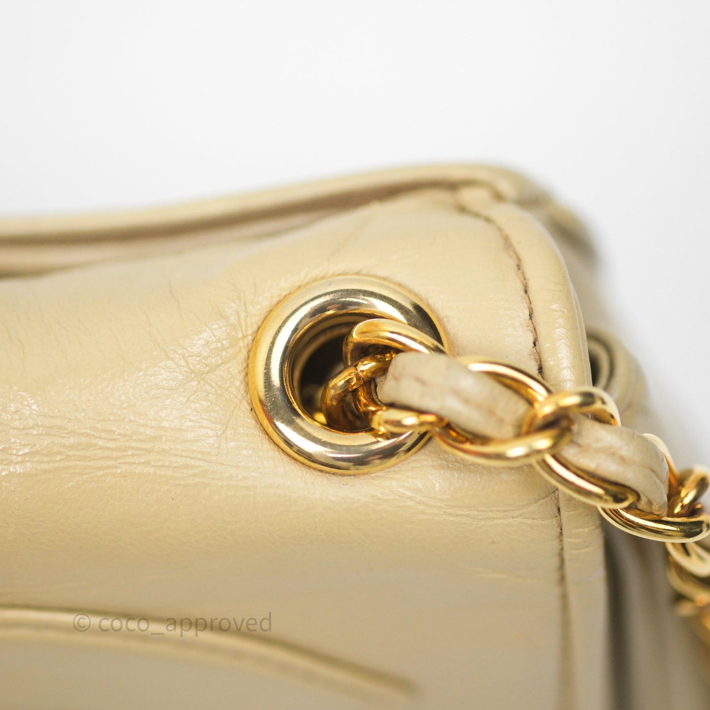 Chanel Vintage CC Flap Bag Beige Lambskin Gold Hardware