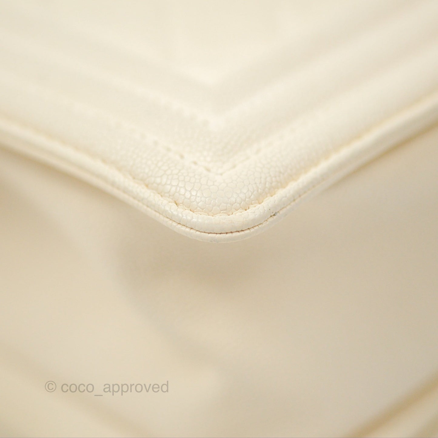 Chanel Medium Boy Quilted Ivory Caviar Aged Gold Hardware
