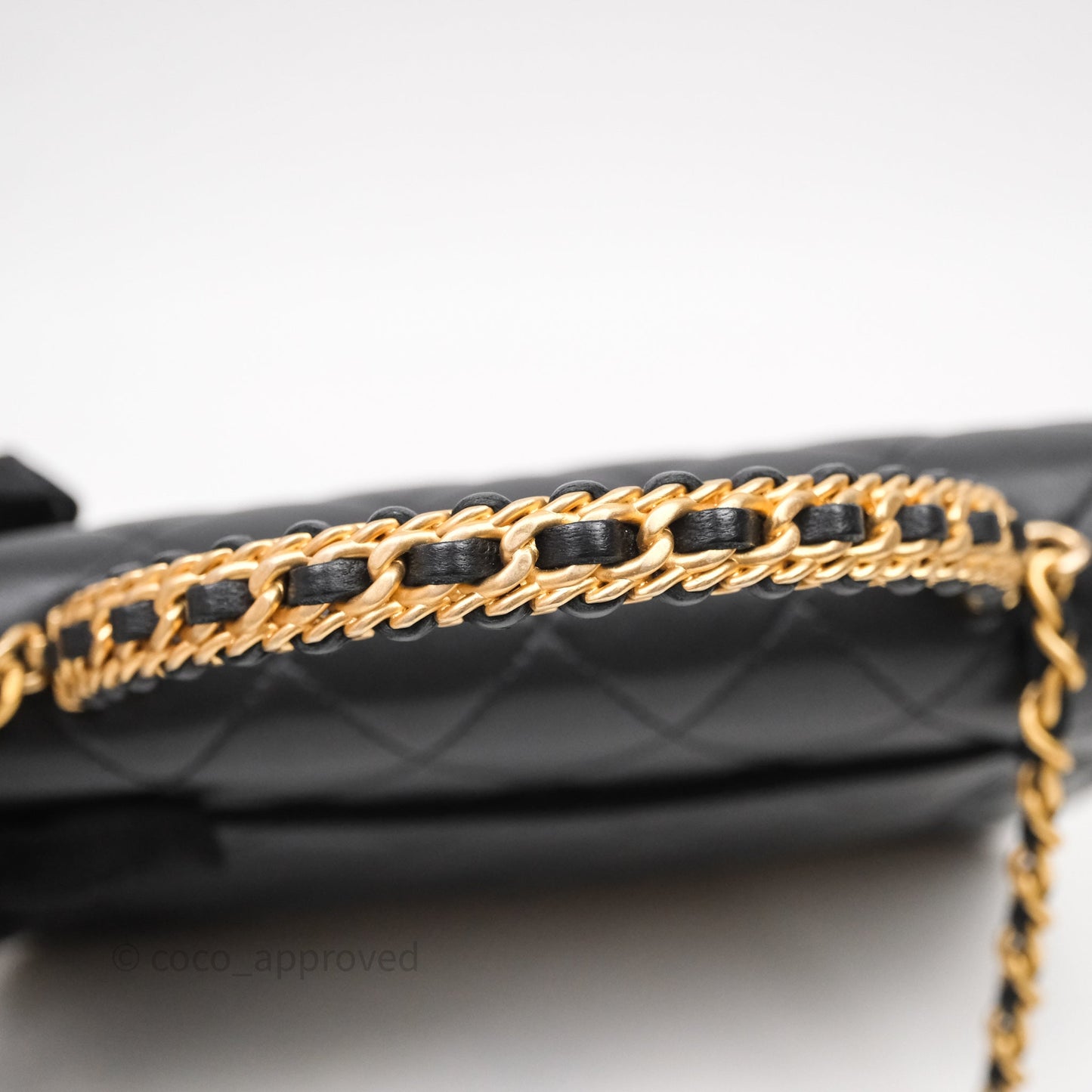 Chanel Top Handle Wallet On Chain WOC Black Lambskin Gold Hardware