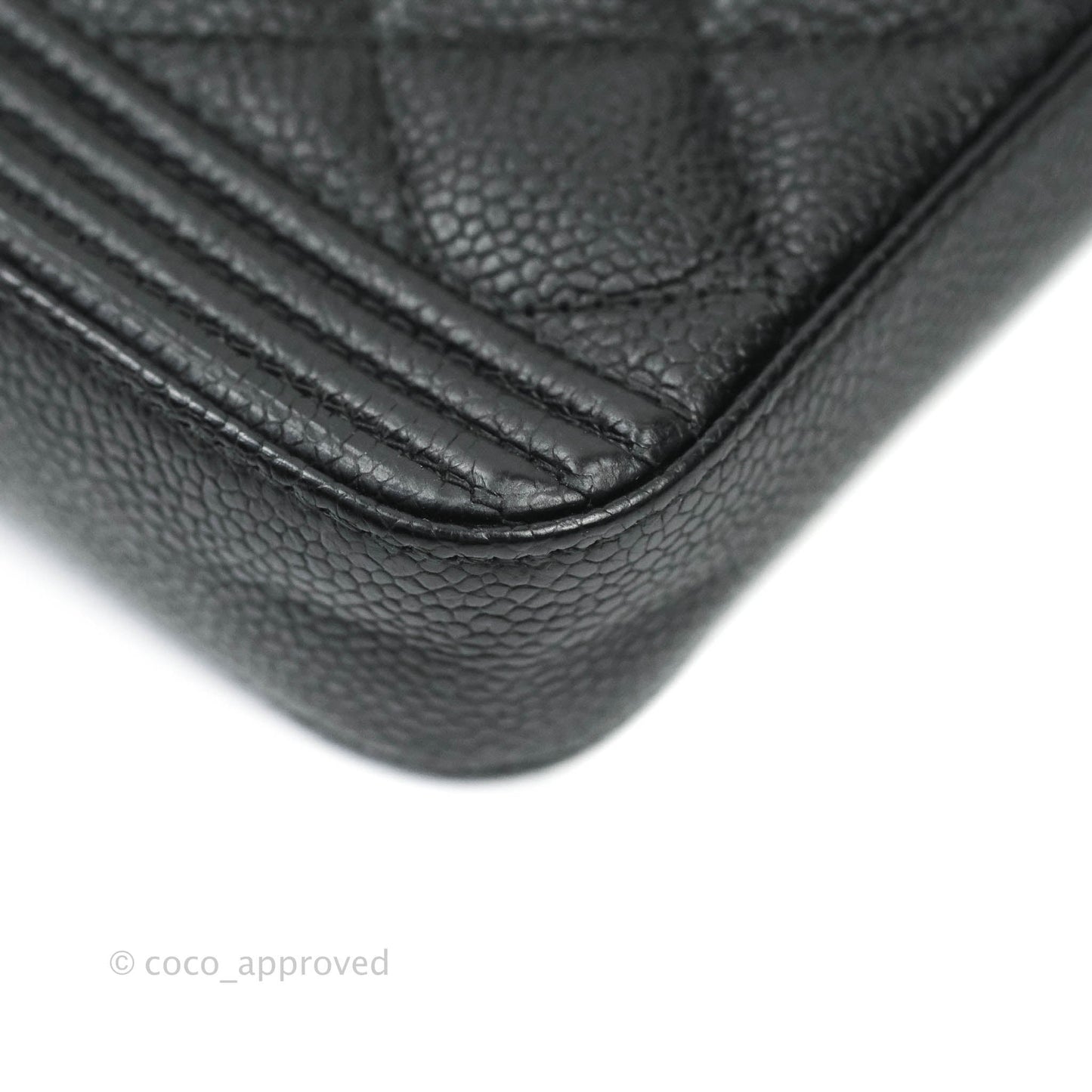 Chanel Le Boy Double Zip Wallet On Chain Caviar Black Aged Gold Hardware
