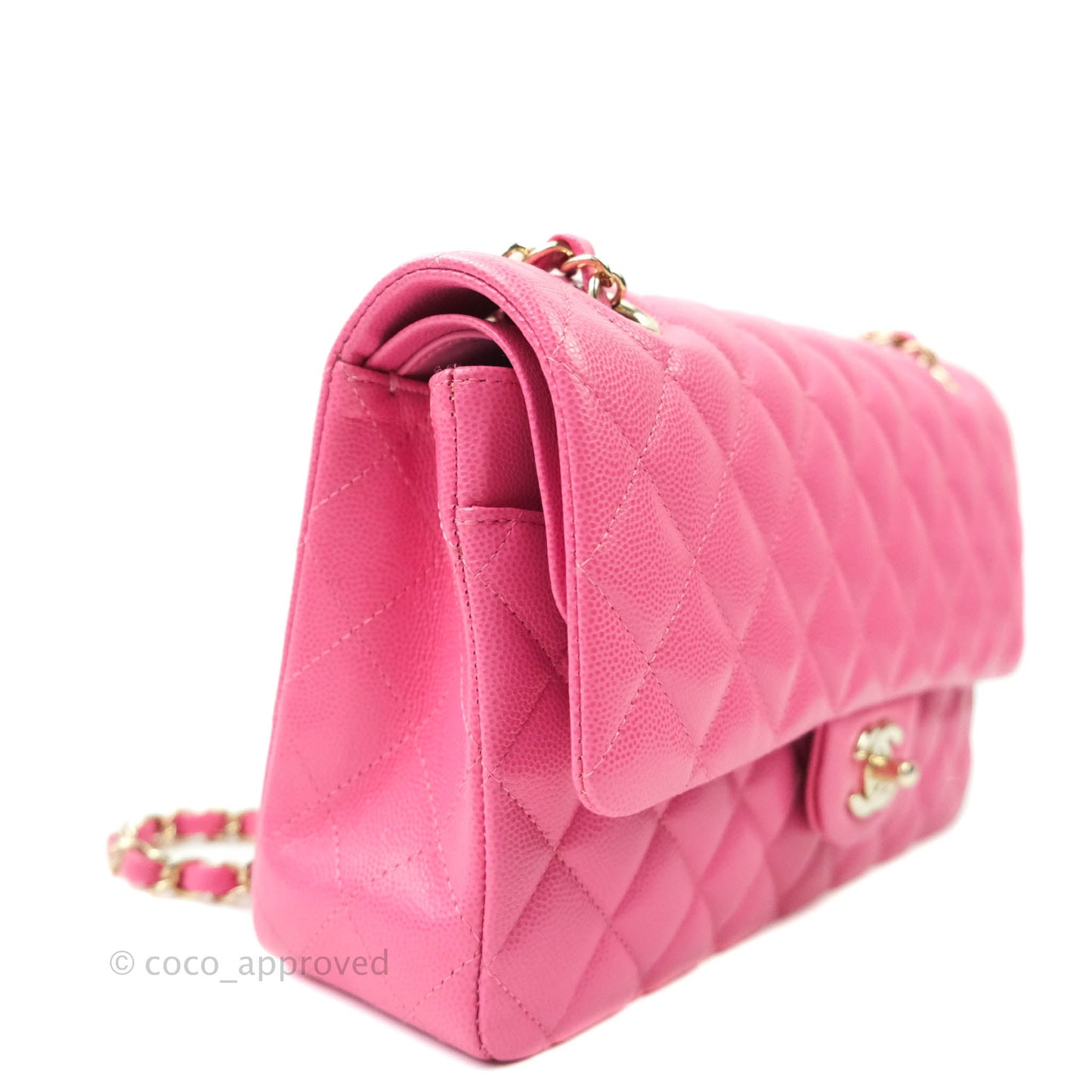 Chanel Classic M/L Medium Double Flap Pink Caviar Gold Hardware