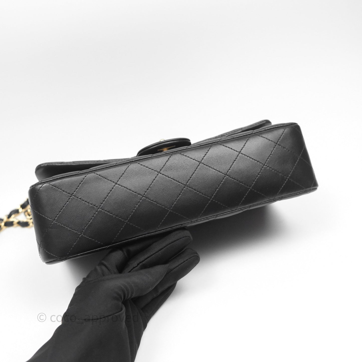 Chanel Classic M/L Medium Flap Quilted Black Lambskin Gold Hardware