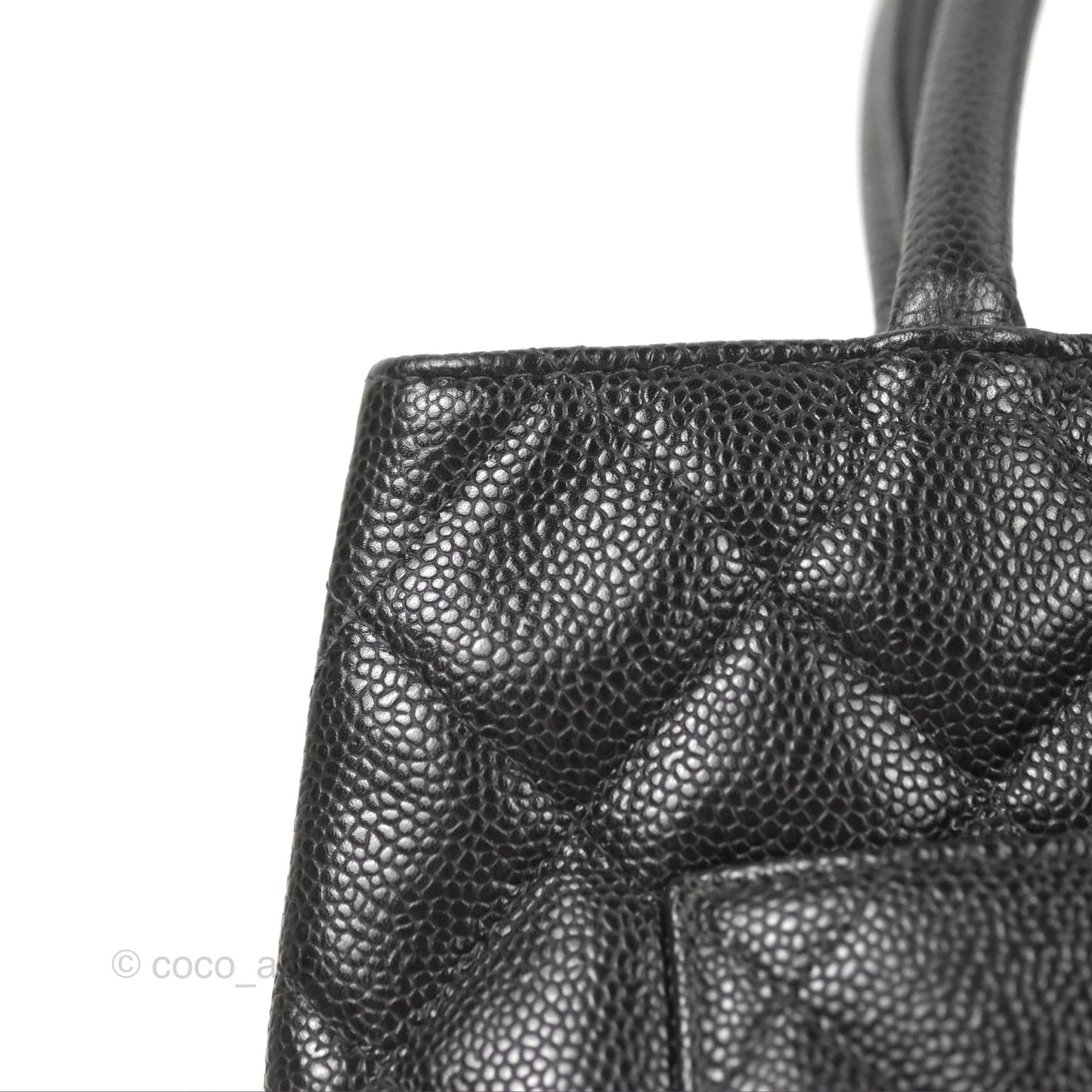 Chanel Vintage Medallion CC Black Caviar Tote Bag Gold Hardware