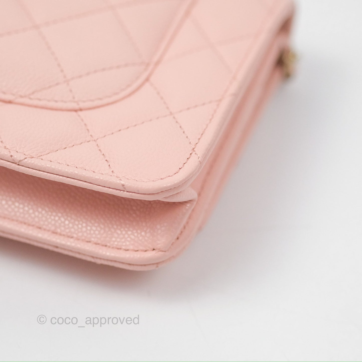 Chanel Quilted Classic Wallet on Chain WOC Light Pink Caviar Gold Hardware