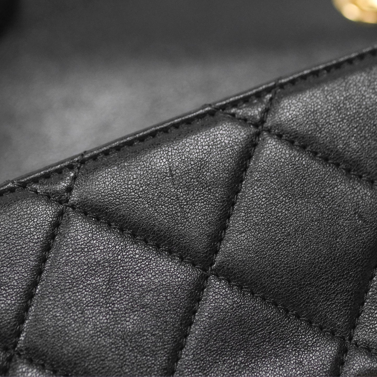 Chanel Mini Top Handle Flap Black Lambskin Aged Gold Hardware 23C