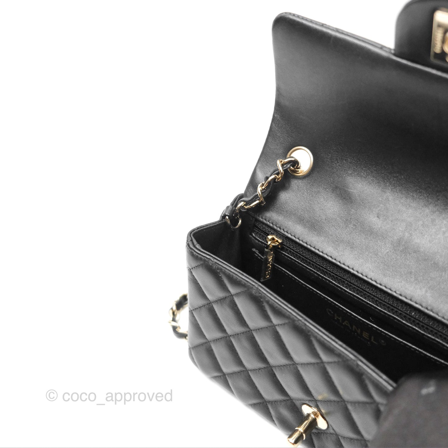 Chanel Mini Rectangular Quilted Black Lambskin Gold Hardware