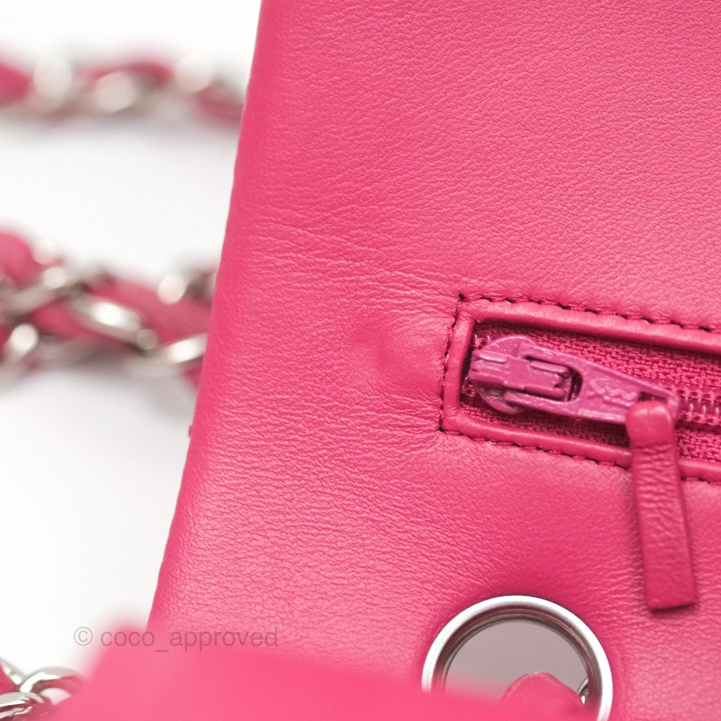 Chanel Classic M/L Medium Flap Quilted Dark Pink Lambskin Silver Hardware